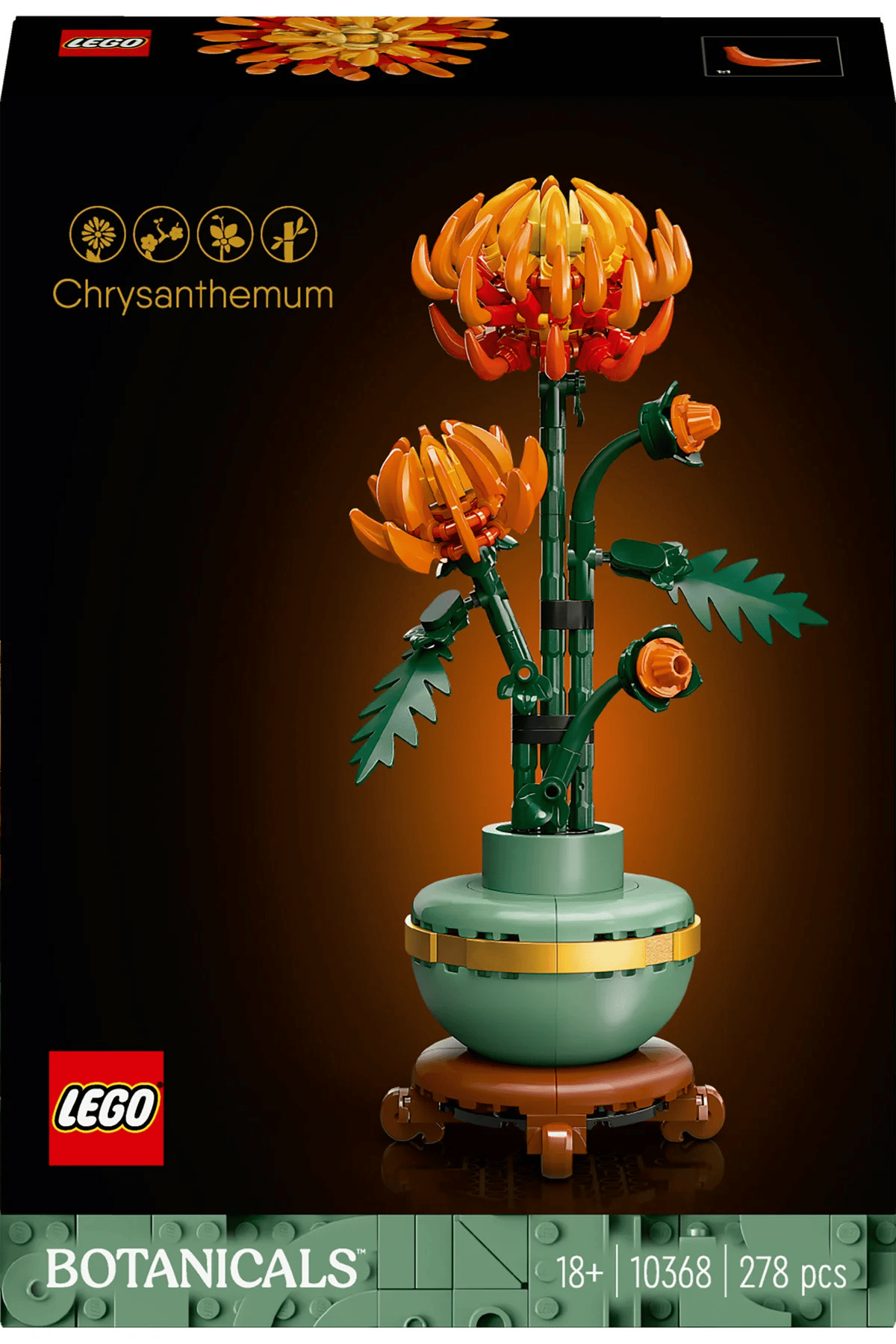 LEGO ® Botanicals Krizantem 10368 - Yetişkinler için Dekoratif Kasımpatı Çiçeği Yapım Seti (278 P)