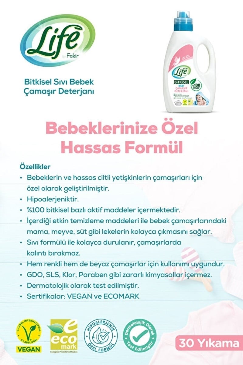 Life By Fakir Life Fakir Bebek Çamaşır Deterjanı 1500 ml x3 Adet