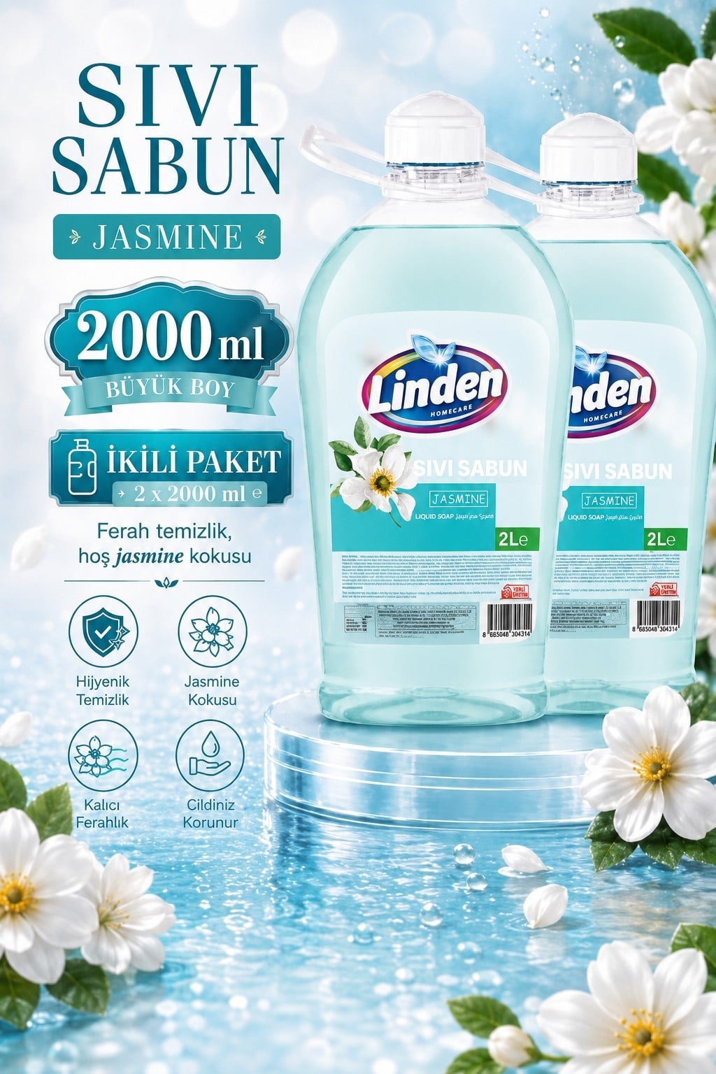 Linden Sıvı Sabun 2000 ml Jasmine x2 Adet