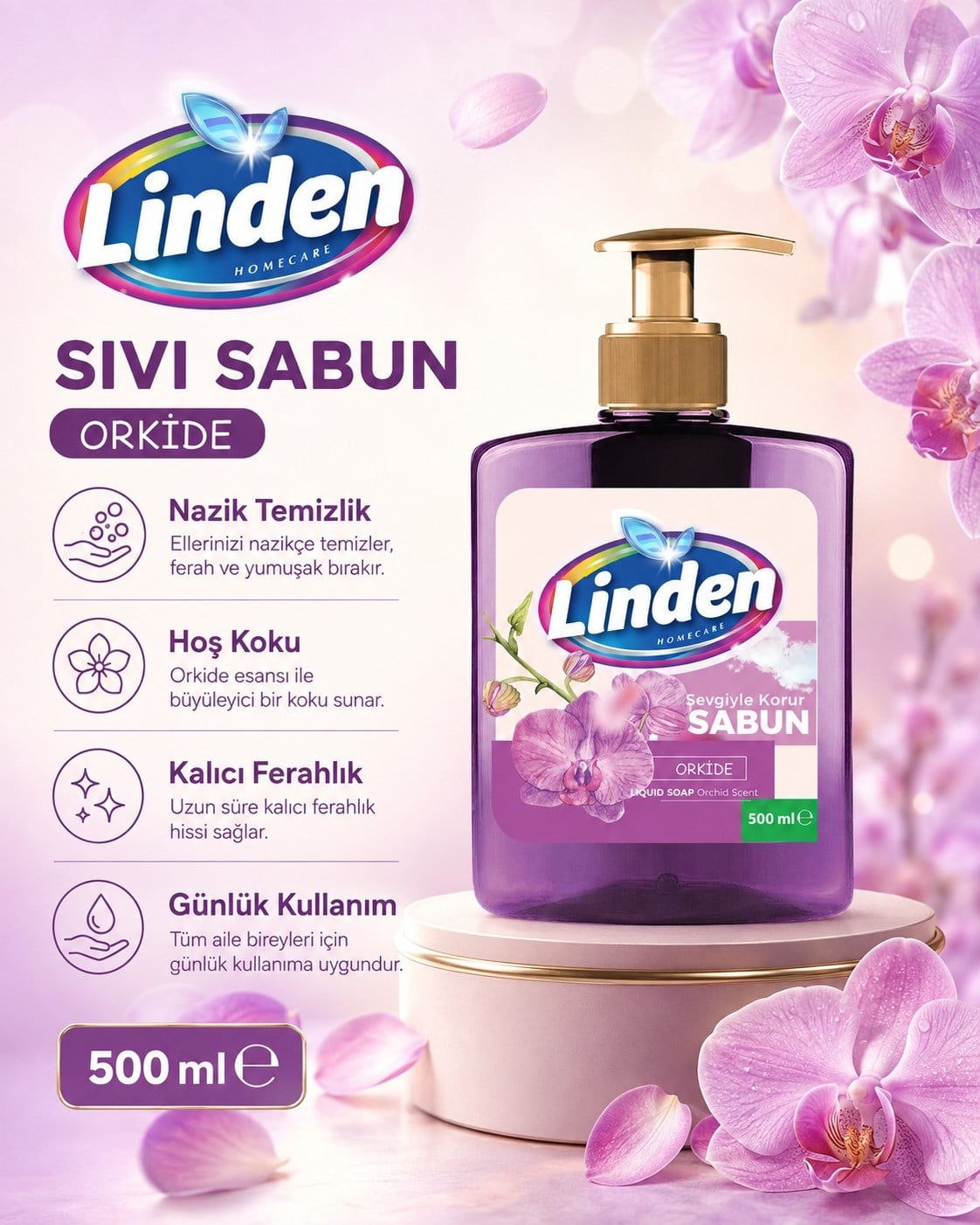 Linden Sıvı Sabun Orkide 500 ml