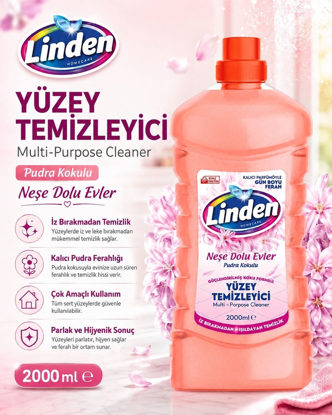 Linden Yüzey Temizleyici 2000 ml Pudra 