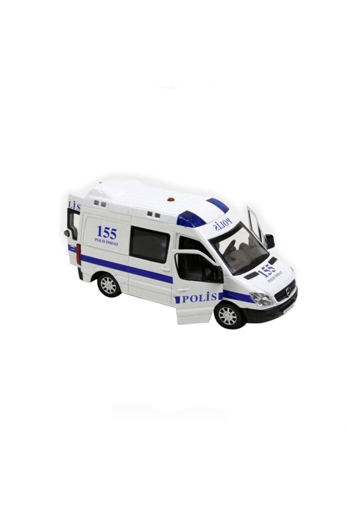 Metal Kapıları Açılan Polis Arabası Beyaz Mercedes Benz 1:32 Ölçekli Ilk Yardım Aracı