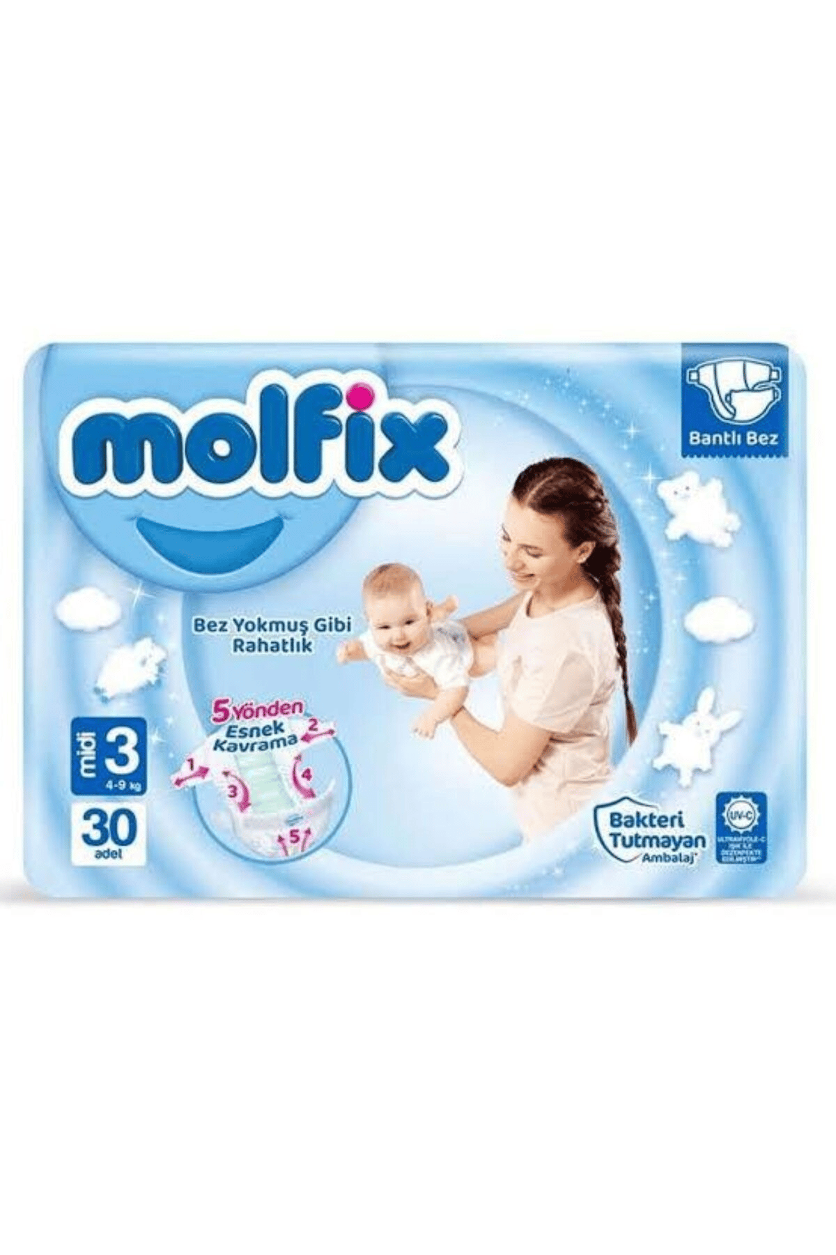 Midi 3 Beden 30'lu Bebek Bezi 4-9kg