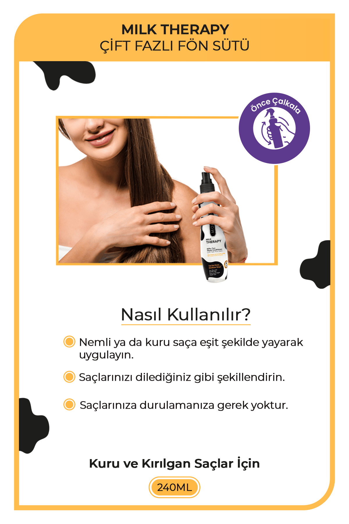 Milk Therapy Çift Fazlı Saç Bakım Fön Sütü 240 ml - Besleyici, Koruyucu Etki