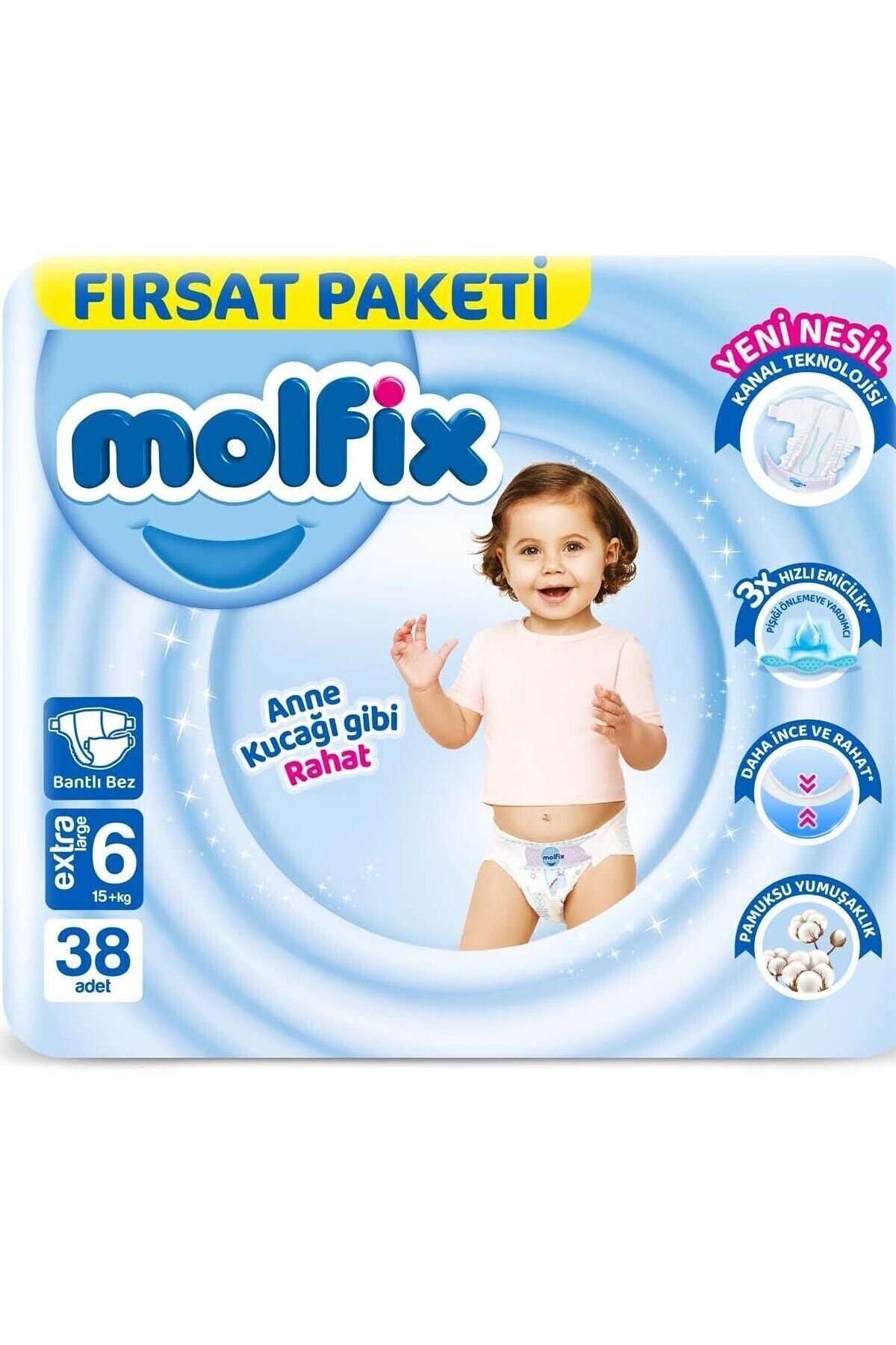 Molfix 3D 6 Beden Extra Large Bebek Bezi 38'li
