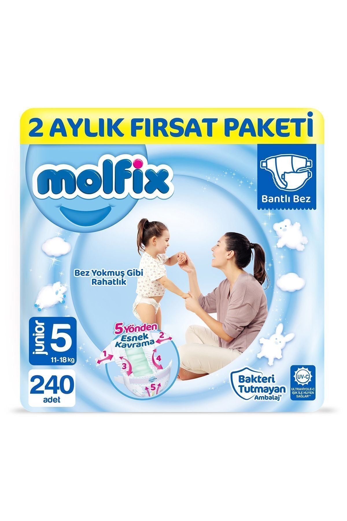 Molfix Bebek Bezi 5 Beden Junior 2 Aylık Fırsat Paketi 240 adet