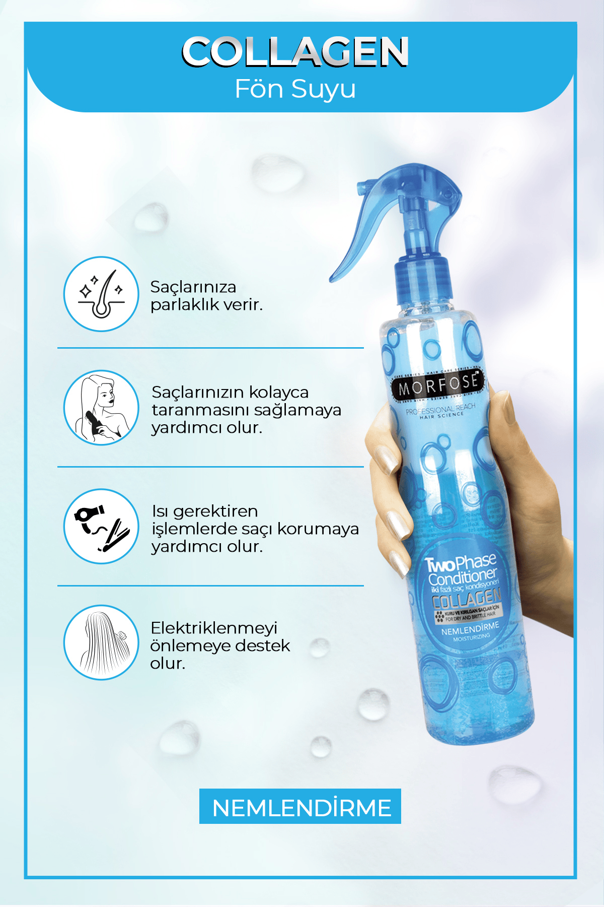 Morfose Kolajen Içerikli Iki Fazlı Fön Suyu 400 ml - Kuru Ve Kırılgan Saçlar