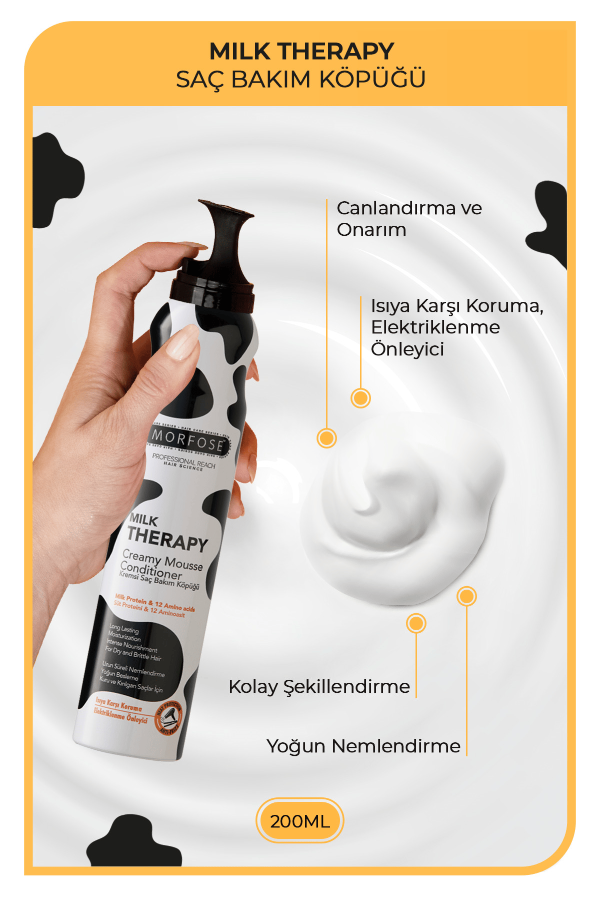 Morfose Milk Therapy Saç Köpüğü 200 ml - Besleyici, Koruyucu Etki