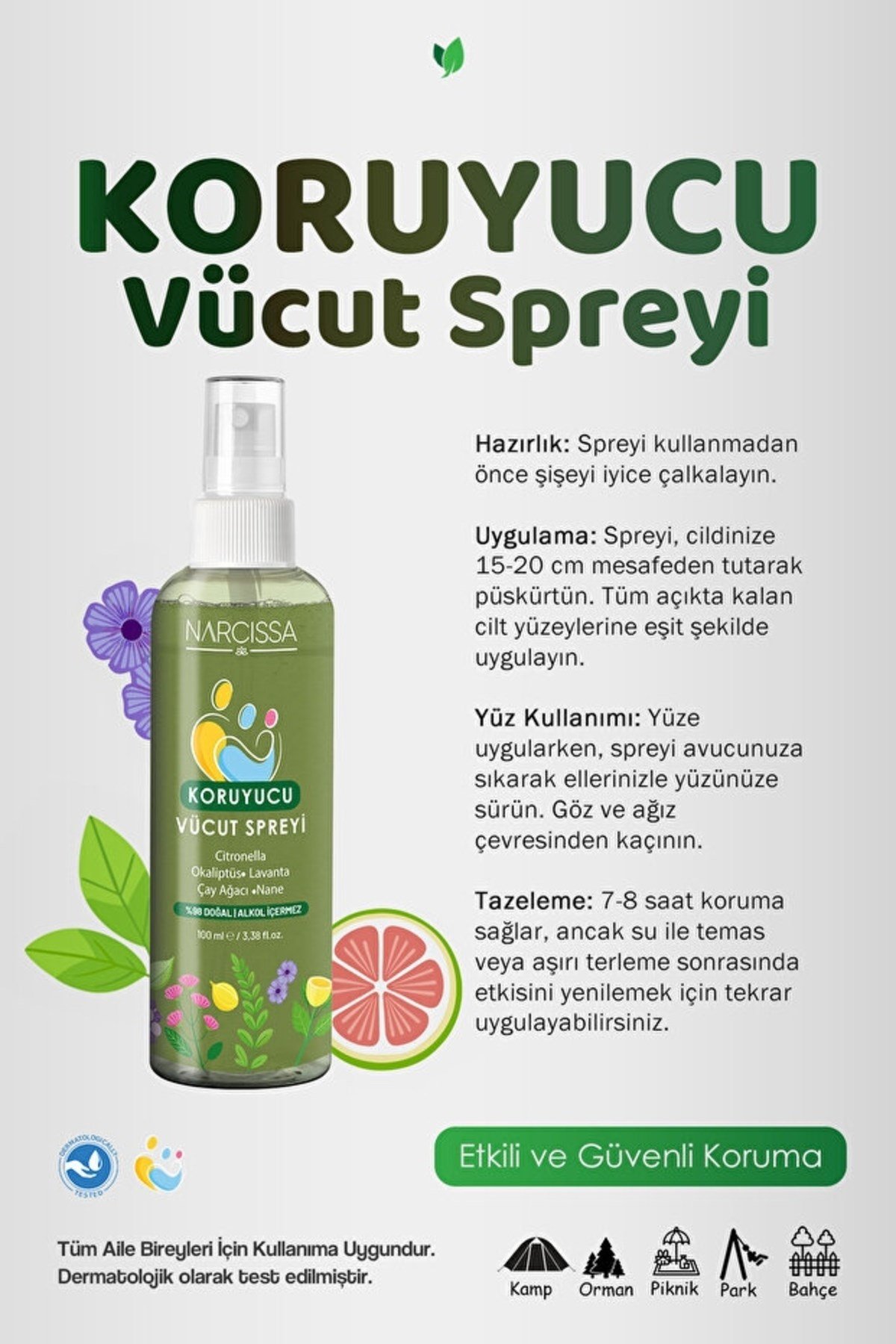 Narcissa Koruyucu Vücut Sprey, Dış Etkenlere Karşı Etkili Koruma