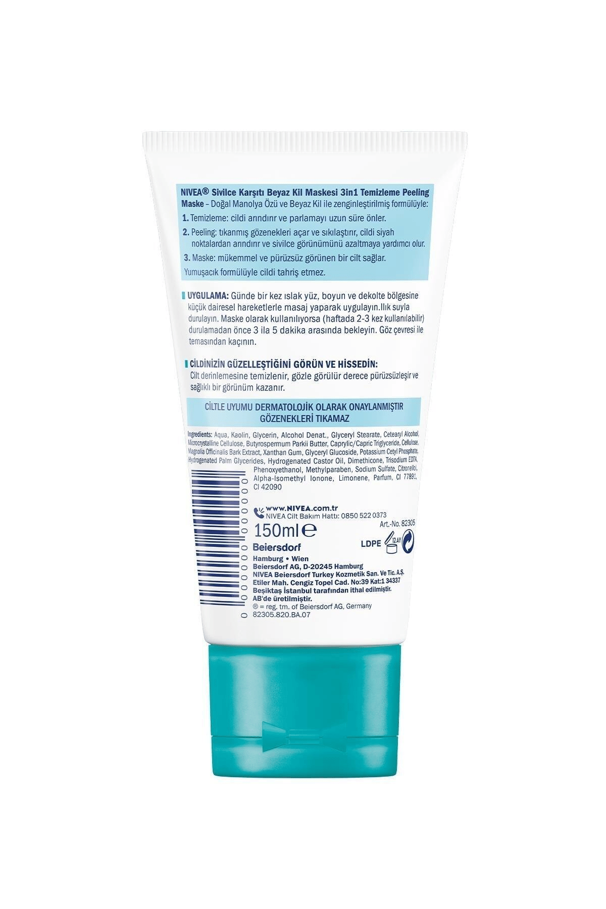 NIVEA 3in1 Sivilce Karşıtı Beyaz Kil Maskesi 150ml