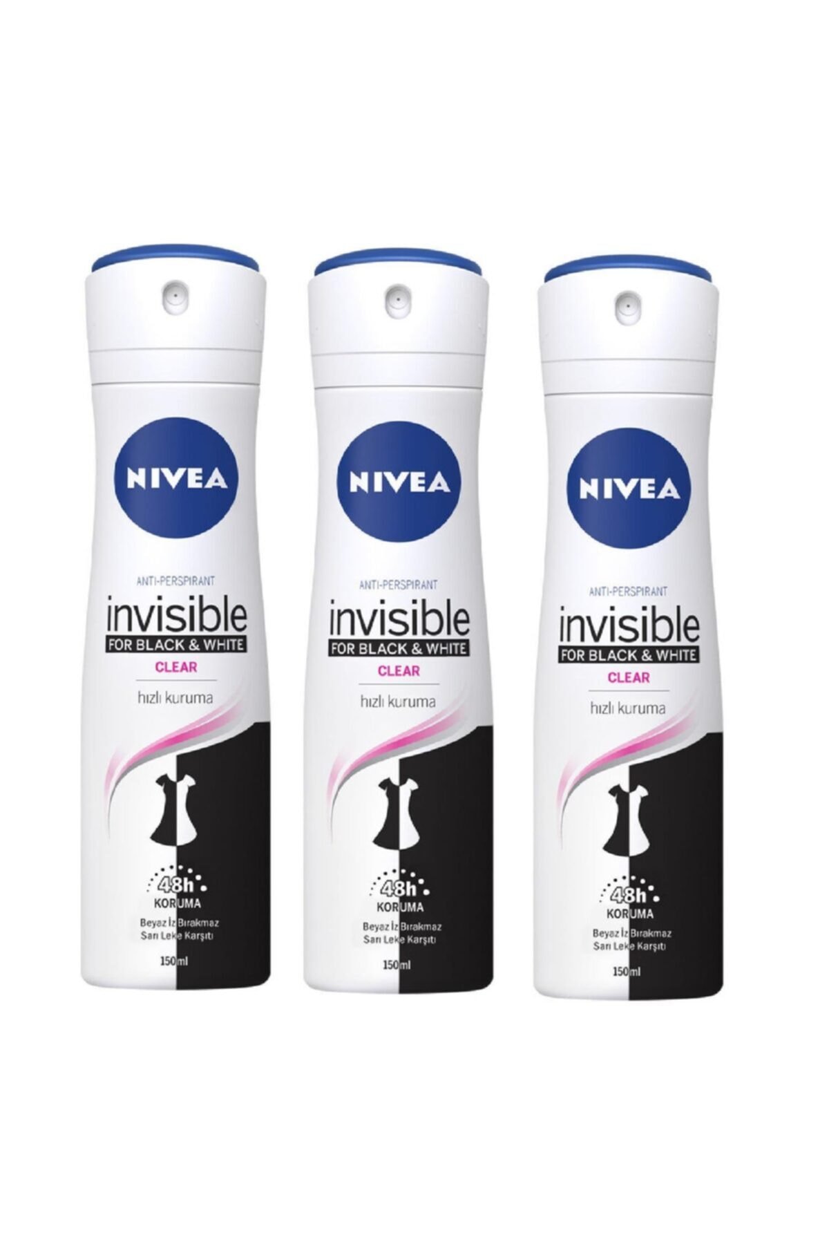 Nıvea Deodorant Sprey 150ml Black&whıte Clear Women X3