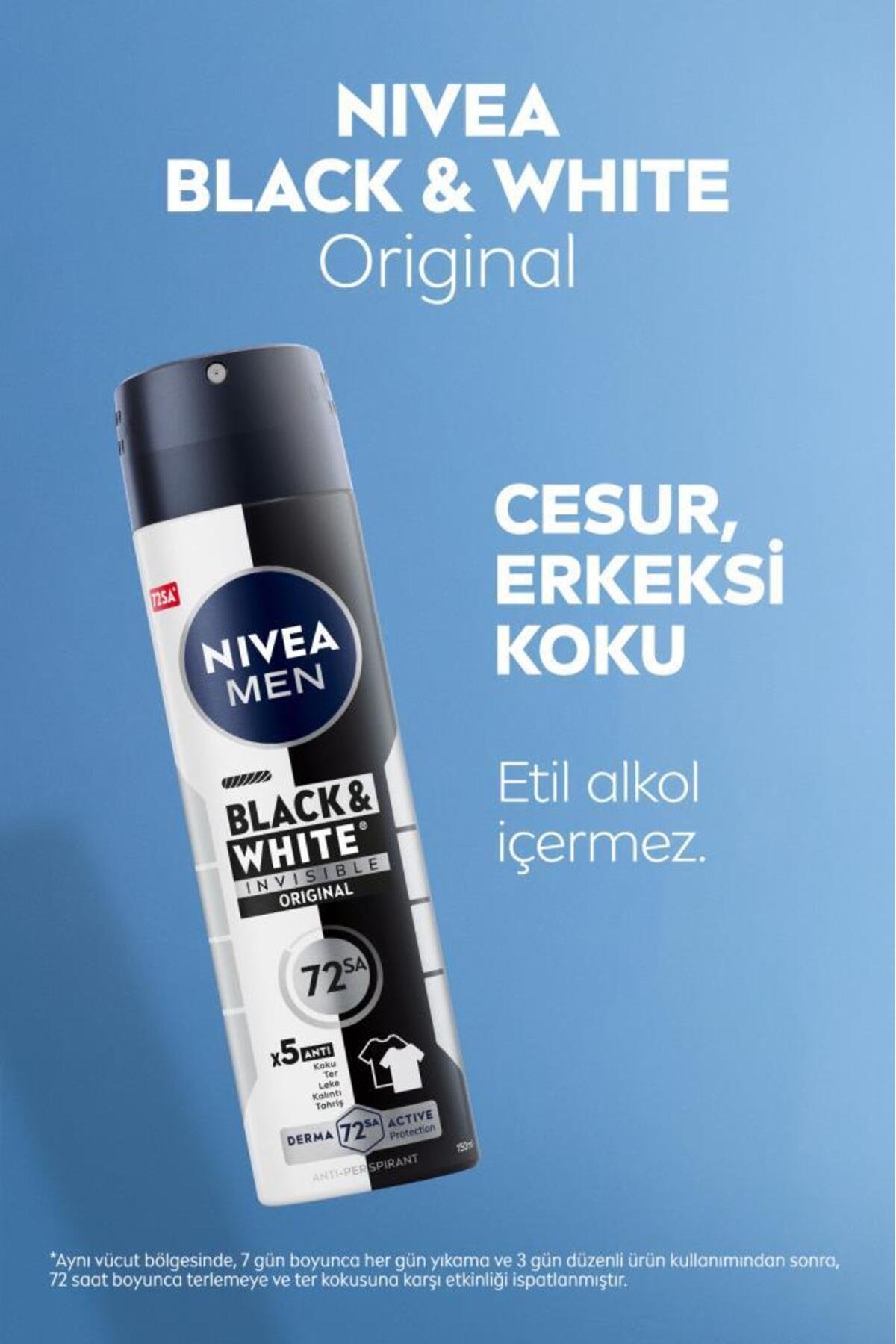 Nıvea Erkek Deodorant  Invisible Black&white Power Sprey 150 ml x5 Adet