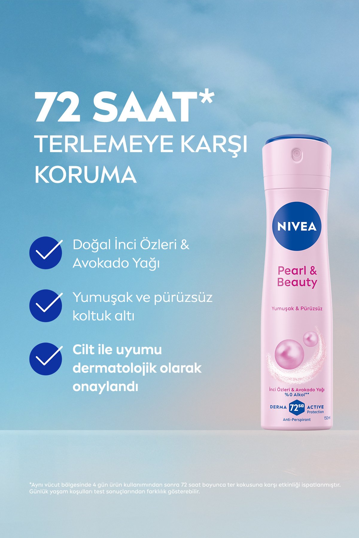 Nıvea Kadın Sprey Deodorant Pearl&Beauty 150ml, 48 Saat Anti-perspirant Koruma, X3 Adet