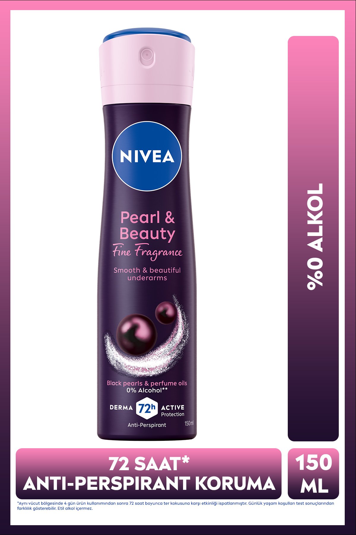 NIVEA Kadın Sprey Deodorant Pearl&Beauty Fine Fragrance 150ml, 72 Saat Ter Koruması 150ml  X3 Adet