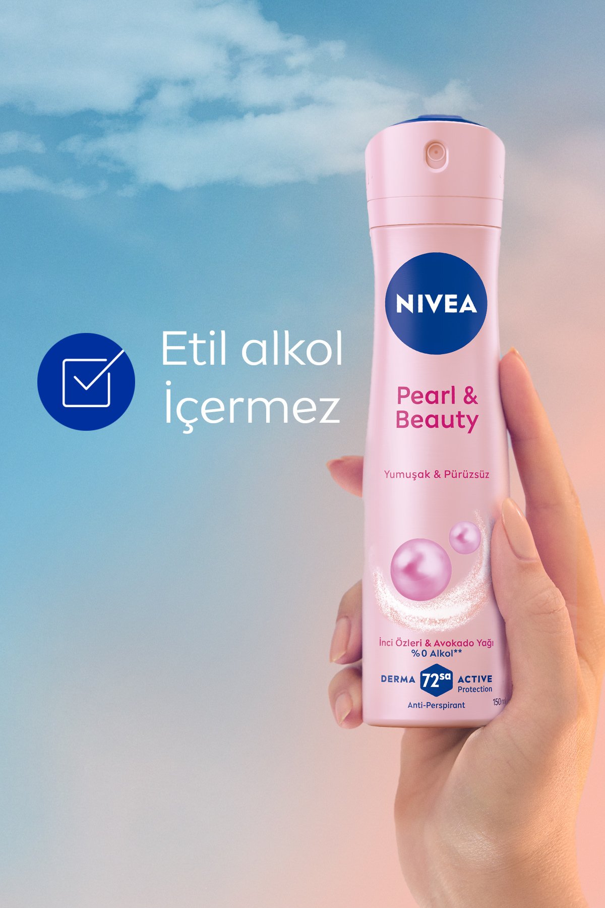 Nıvea Kadın Sprey Deodorant Pearl&Beauty 150ml, 48 Saat Anti-perspirant Koruma, X3 Adet