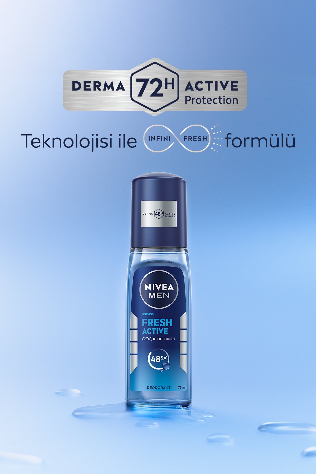 Nıvea Men Erkek Pump Sprey Deodorant Fresh Active 75ml, Ter Ve Ter Kokusuna Karşı 48 Saat Koruma