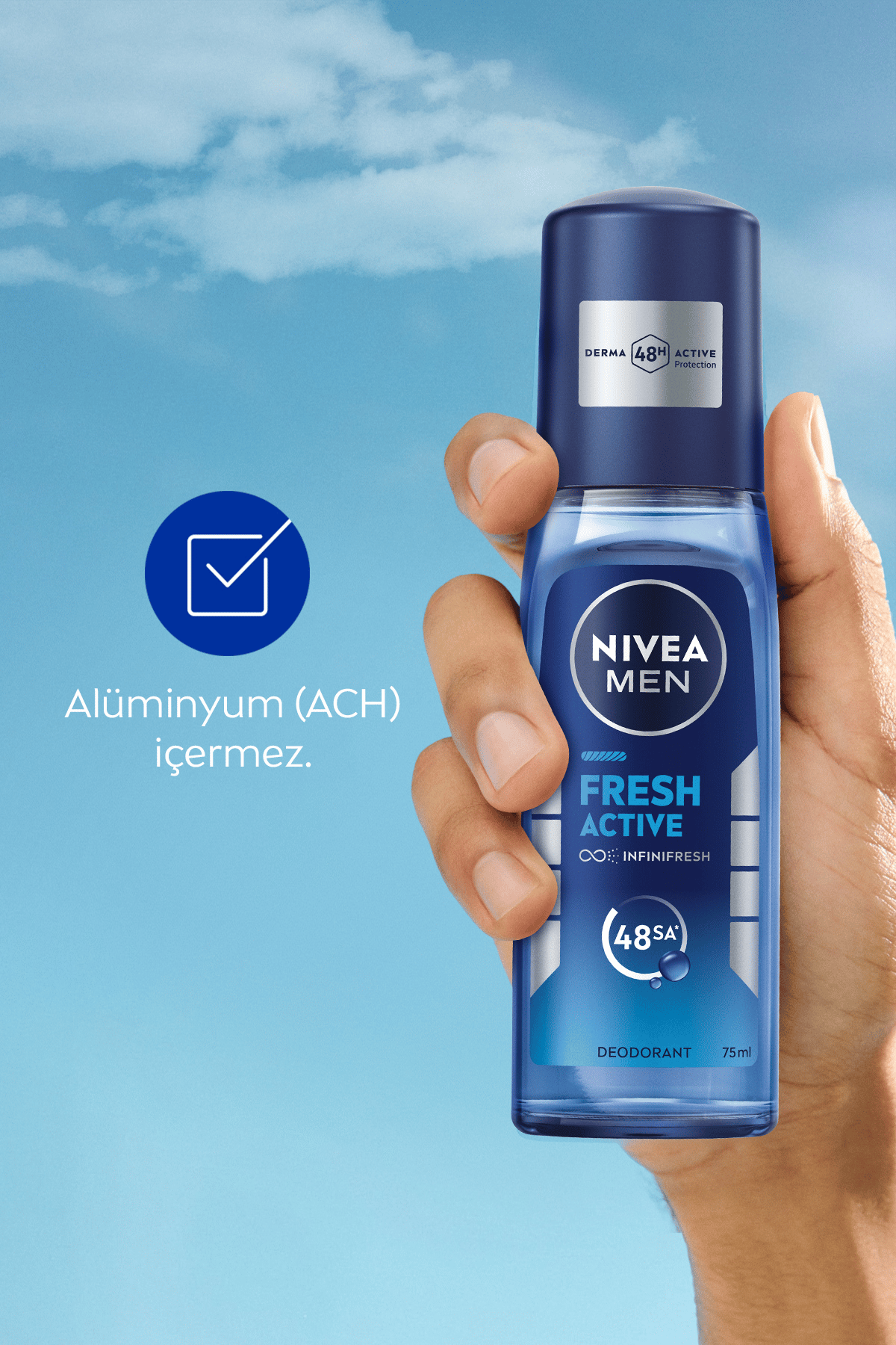 Nıvea Men Erkek Pump Sprey Deodorant Fresh Active 75ml, Ter Ve Ter Kokusuna Karşı 48 Saat Koruma