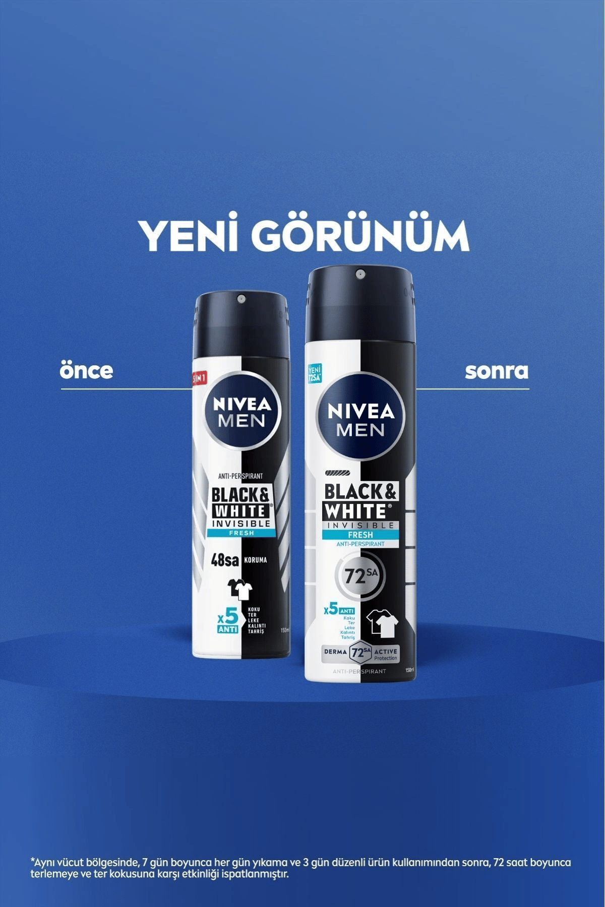 Nıvea Men Erkek Sprey Deodorant Black&white Invisible Fresh 150ml, 72 Saat Anti-perspirant Ter Koruması