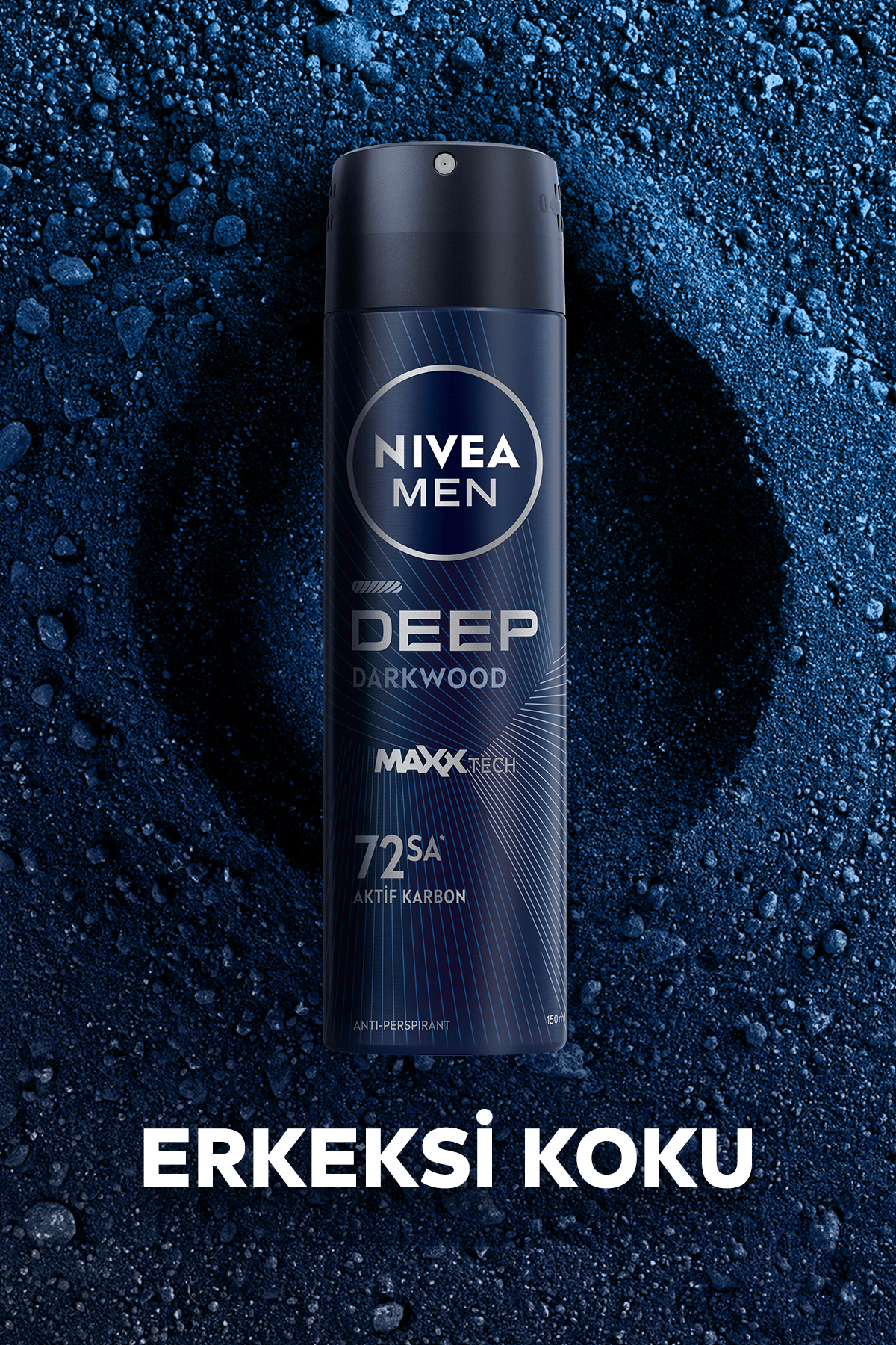 Nıvea MEN Erkek Sprey Deodorant Deep Dimension Aktif Karbon 150ml, 72 Saat Anti-perspirant Ter Koruması