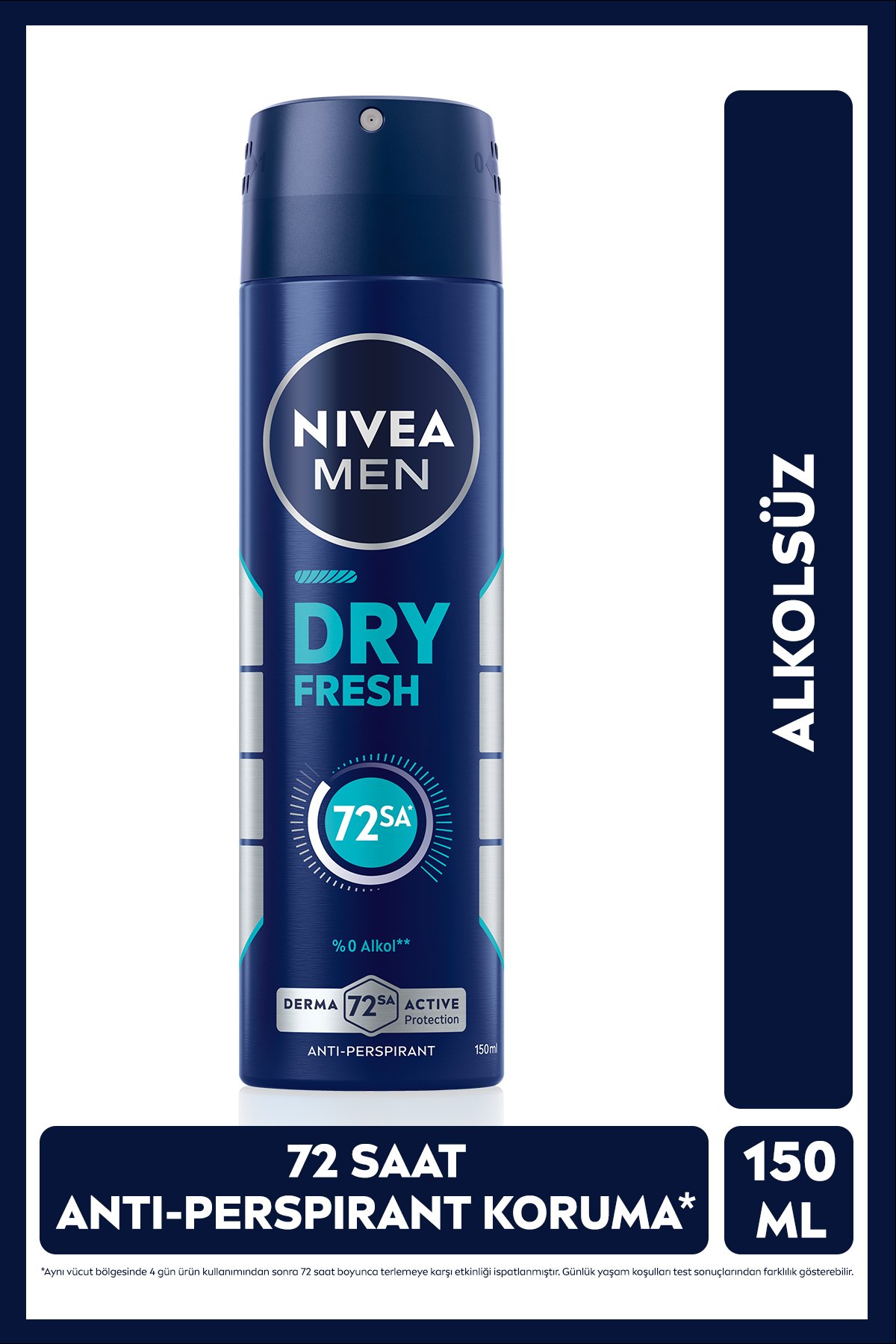 Nıvea Men Erkek Sprey Deodorant Dry Fresh 150ml, 72 Saat Anti-perspirant Koruma, Ekstra Kuruluk