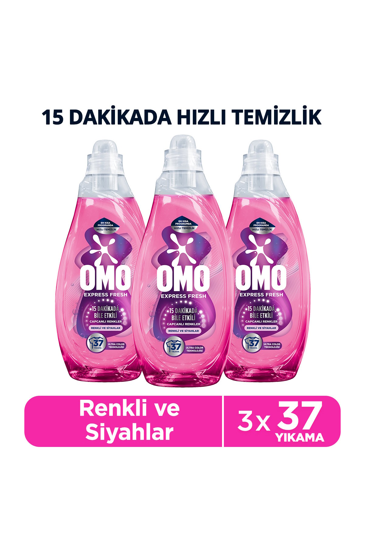 Omo Express Fresh Capcanlı Renkler Renkli Ve Siyahlar Sıvı Çamaşır Deterjanı 1480 ml x3 Adet