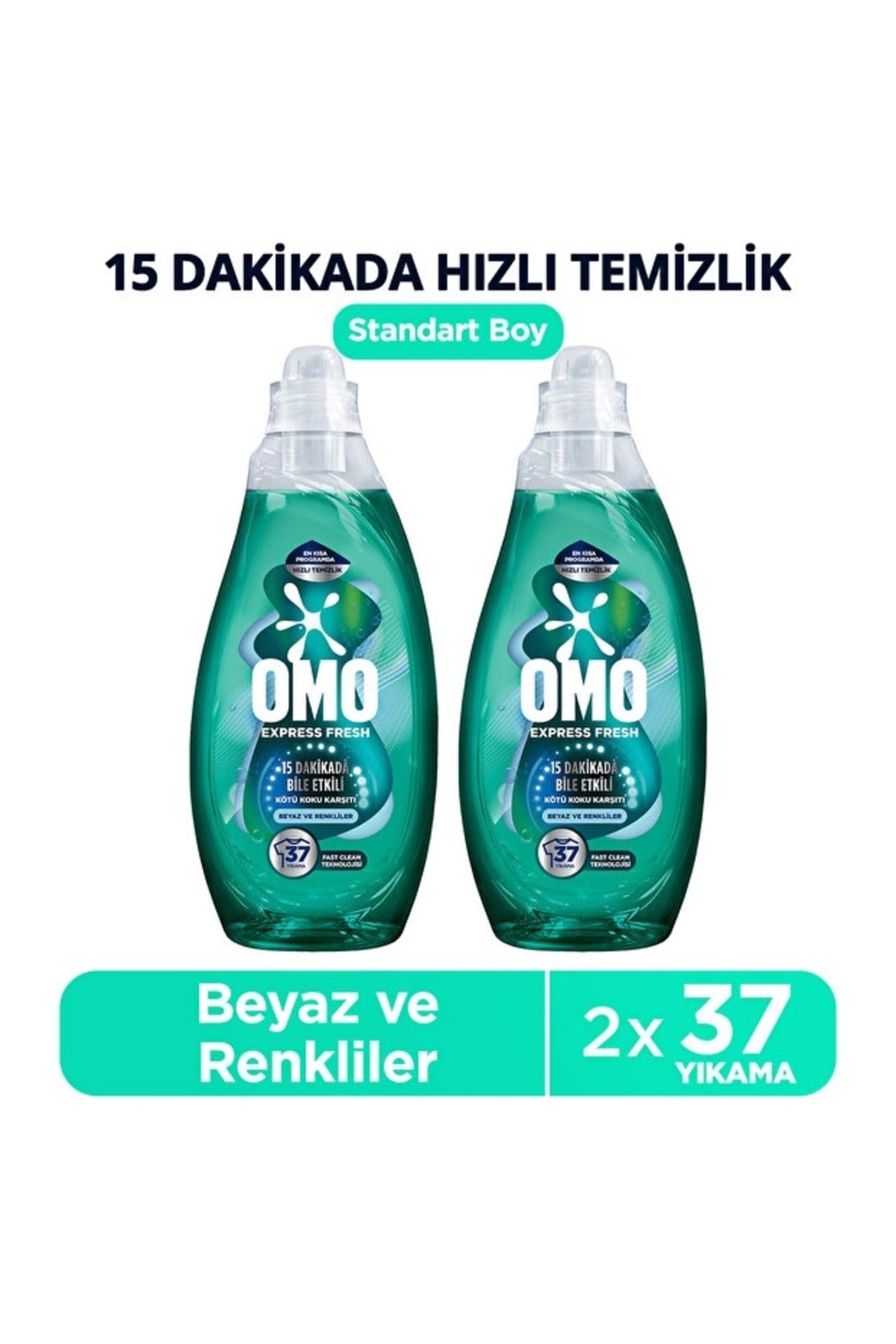 Omo Express Fresh Kötü Koku Karşıtı Beyaz ve Renkliler Sıvı Çamaşır Deterjanı 1480 ml x2