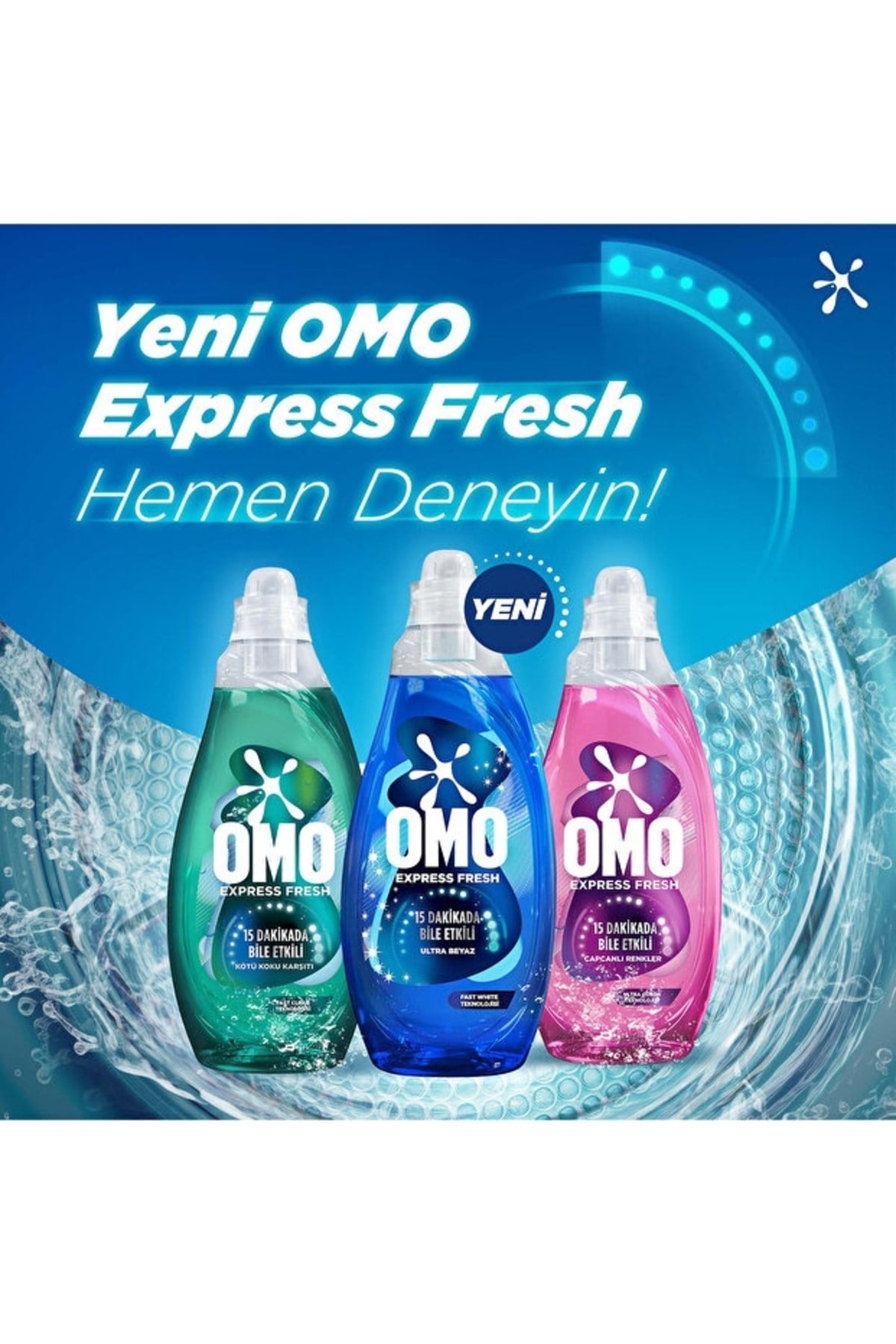 Omo Express Fresh Ultra Beyaz Sıvı Çamaşır Deterjanı 1480 ml x3