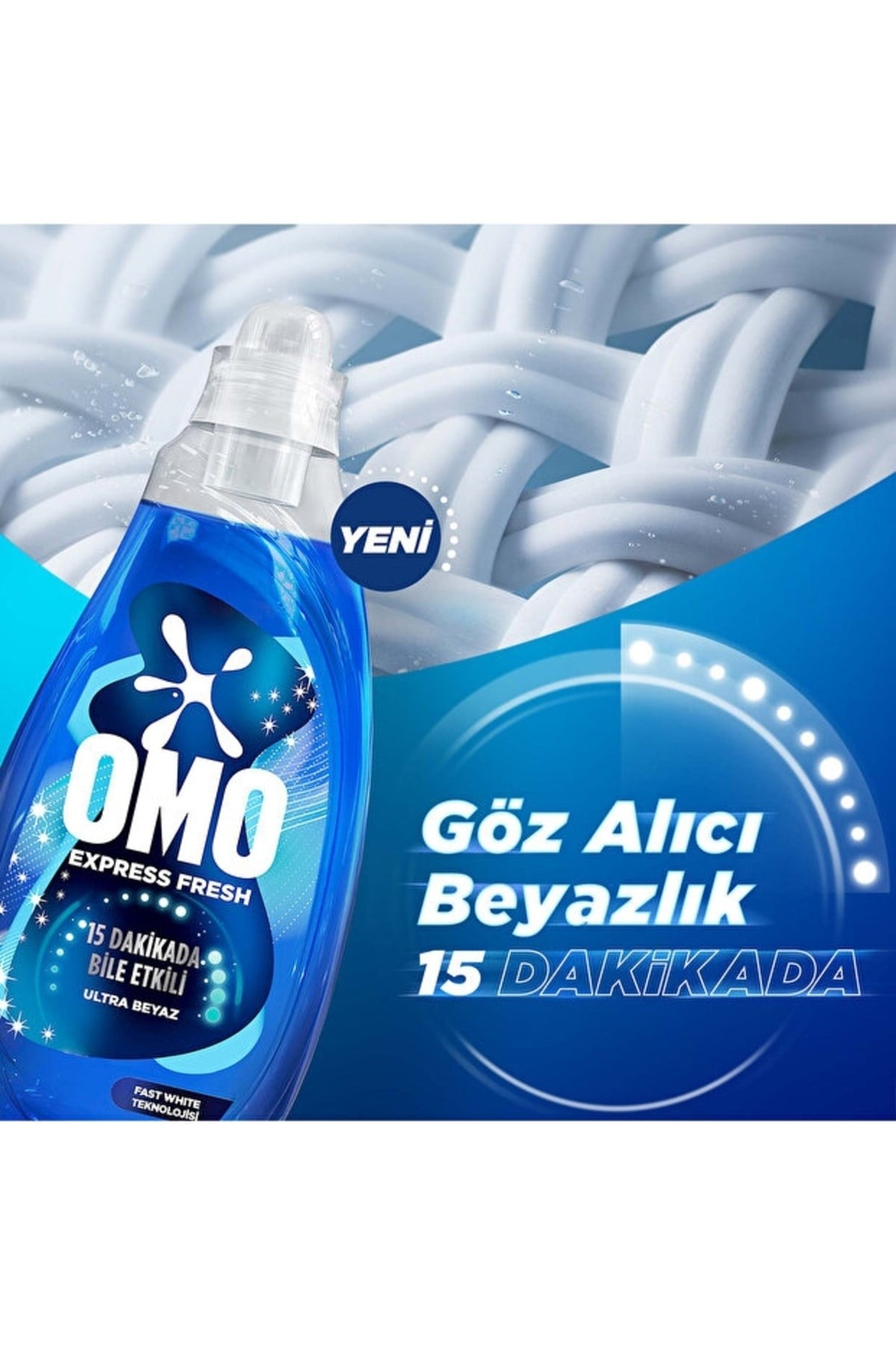 Omo Express Fresh Ultra Beyaz Sıvı Deterjan 1480ml x2 Kötü Koku Karşıtı Beyaz ve Renkliler x1