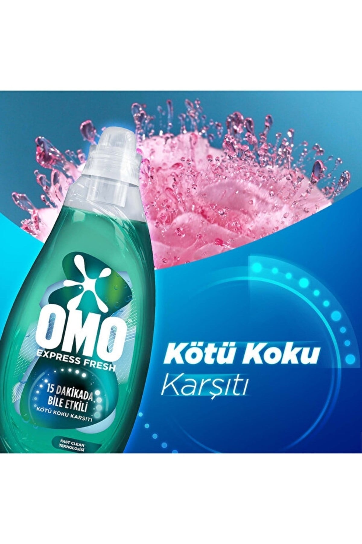 Omo Express Fresh Ultra Beyaz Sıvı Deterjan 1480ml x2 Kötü Koku Karşıtı Beyaz ve Renkliler x1