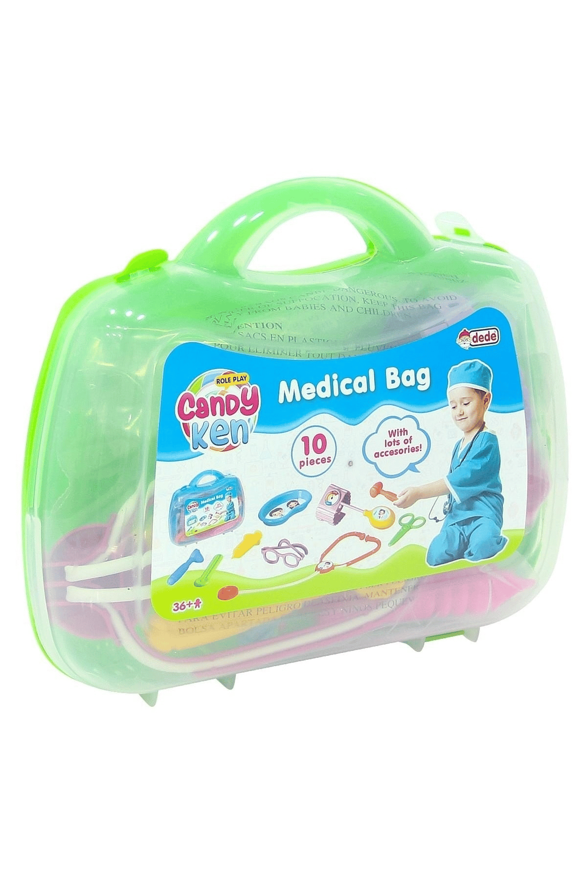Oyuncak Candy Doktor Çantası Steteskop Çocuk Eğitici Oyun Seti Doktorculuk Mavi