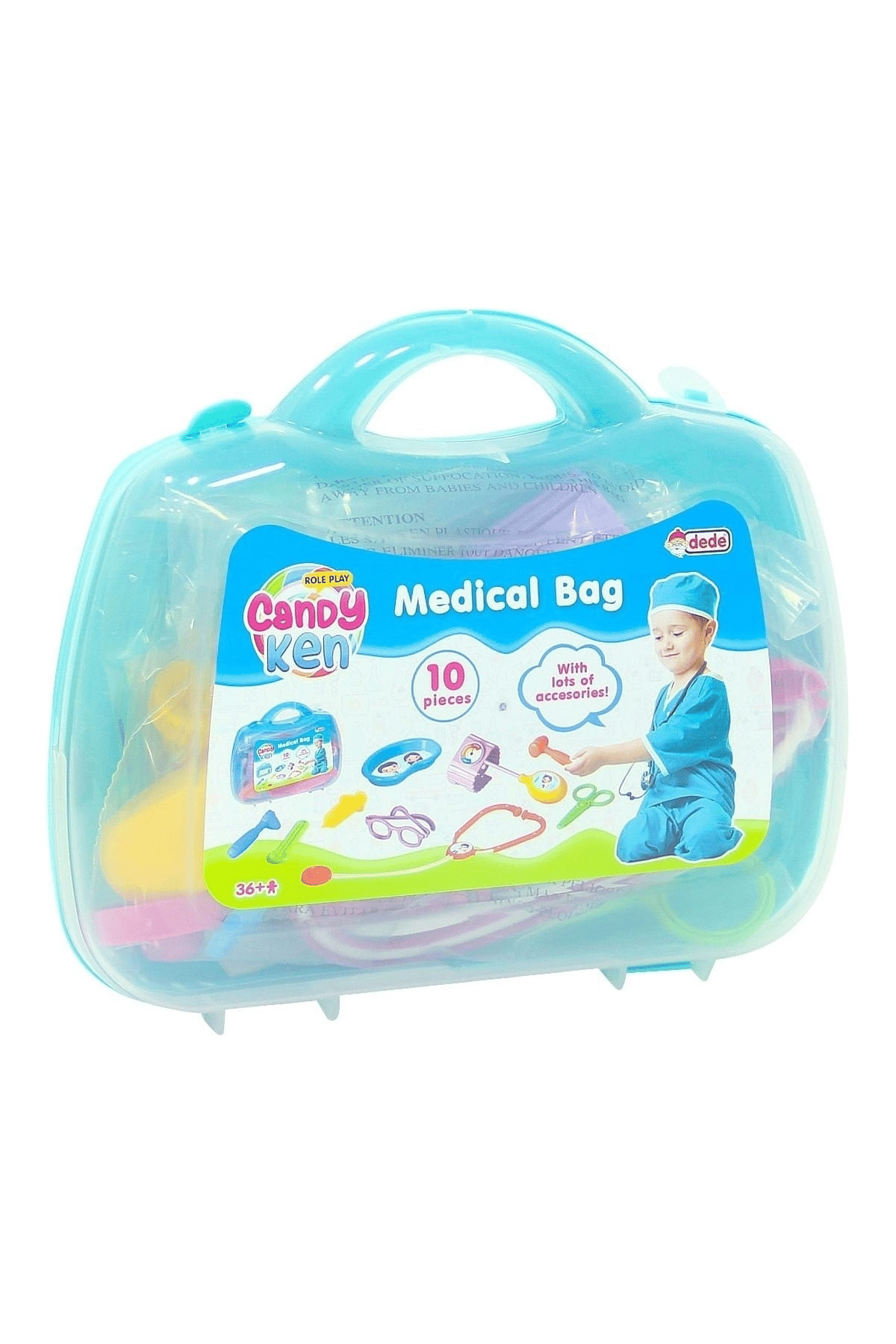 Oyuncak Candy Doktor Çantası Steteskop Çocuk Eğitici Oyun Seti Doktorculuk Mavi