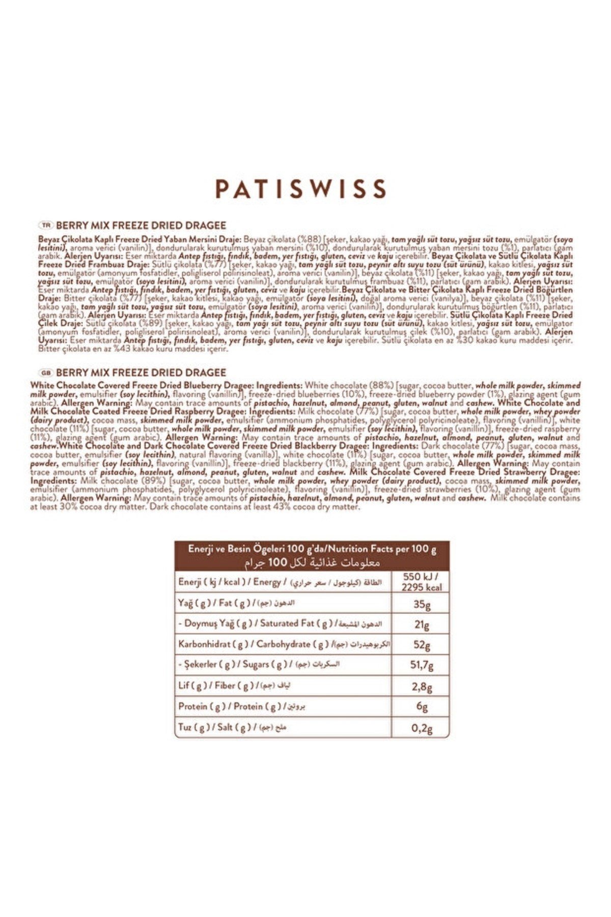 Patiswiss Berry Mix Draje 3'lü Avantaj Paketi, 60G x 3 Adet