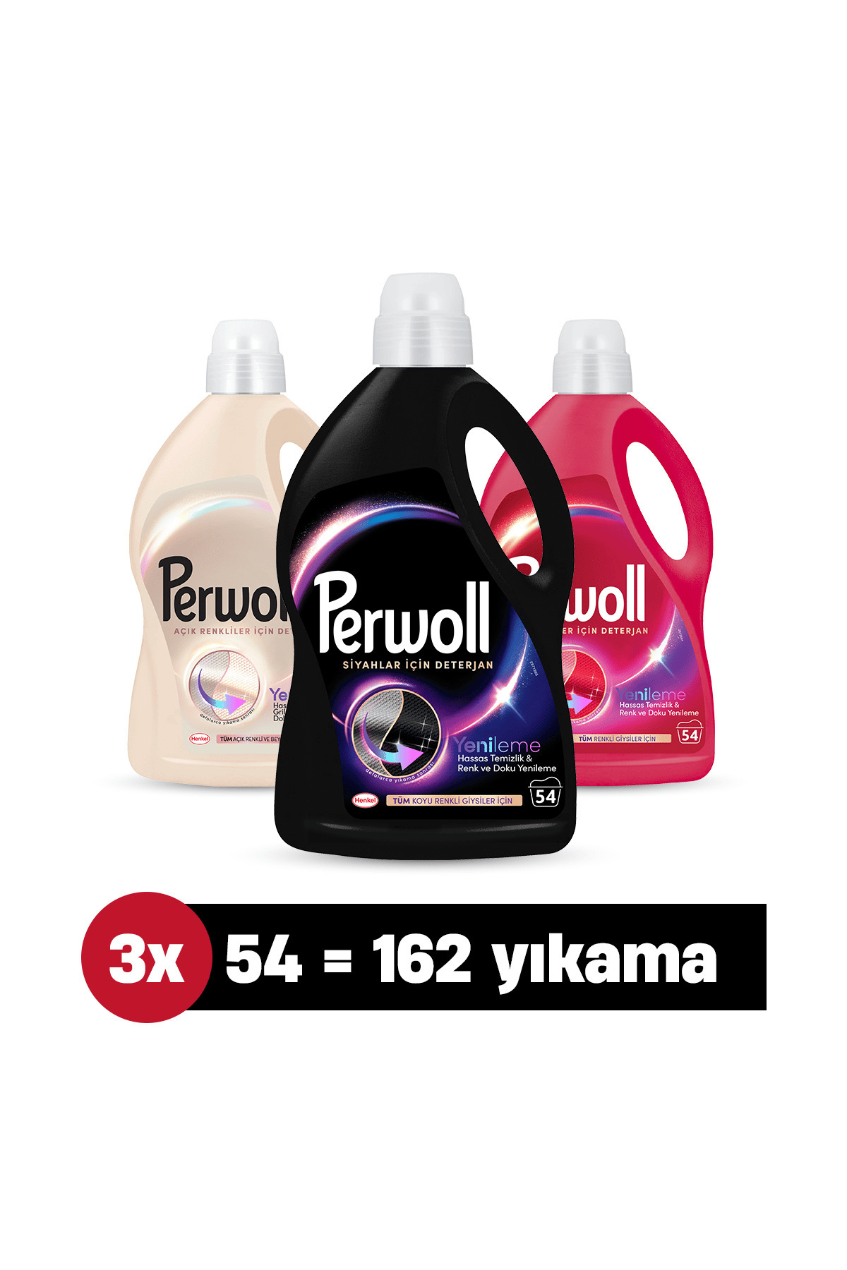 Perwoll Hassas Sıvı Çamaşır Deterjanı 2.97L 3'lü set Renkli x Siyah x Açık Renkli