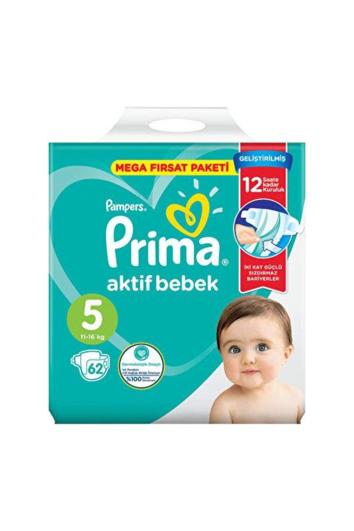 Prima Aktif Bebek Bezi 5 Beden  Junior (11-16 kg) 62 Adet