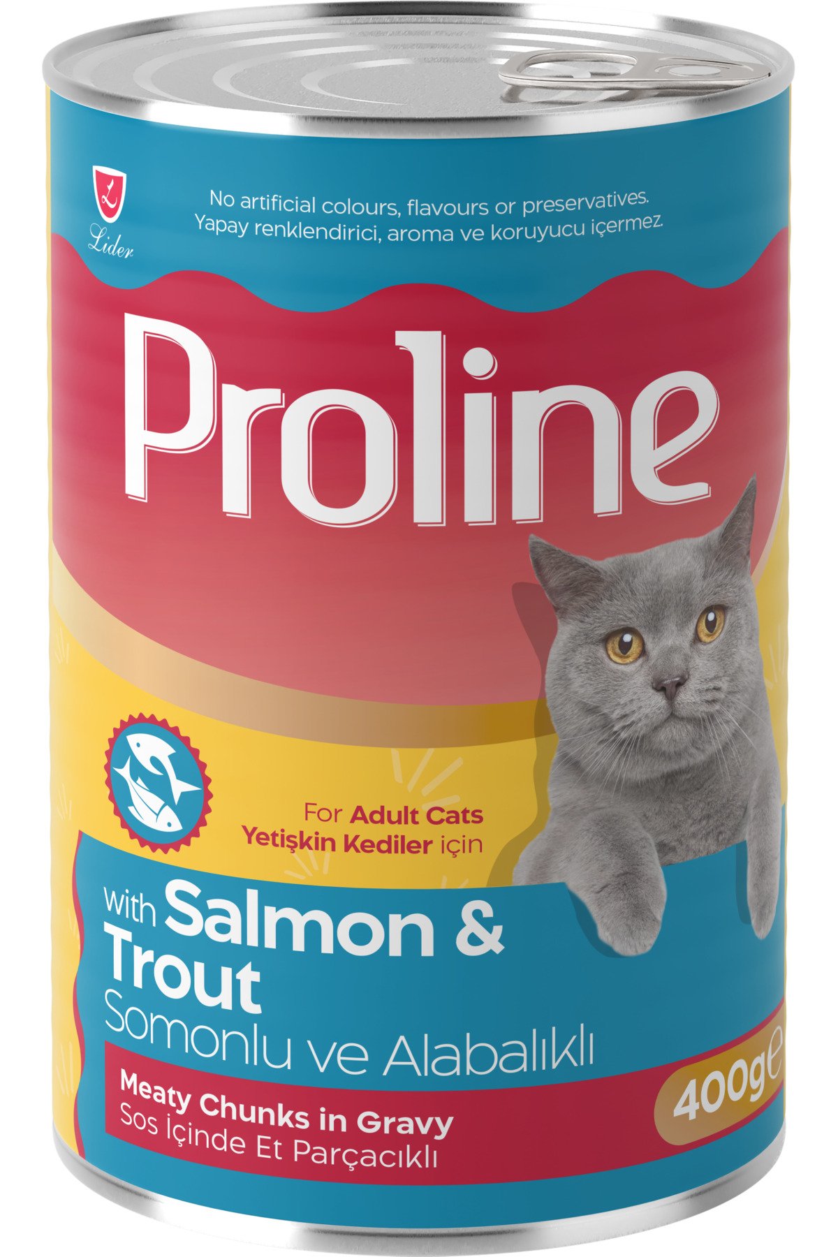 Pro Line (Gölge Av) Somonlu ve Alabalıklı Yetişkin Kedi Konservesi Yaş Mama 400 Gr*12 Adet