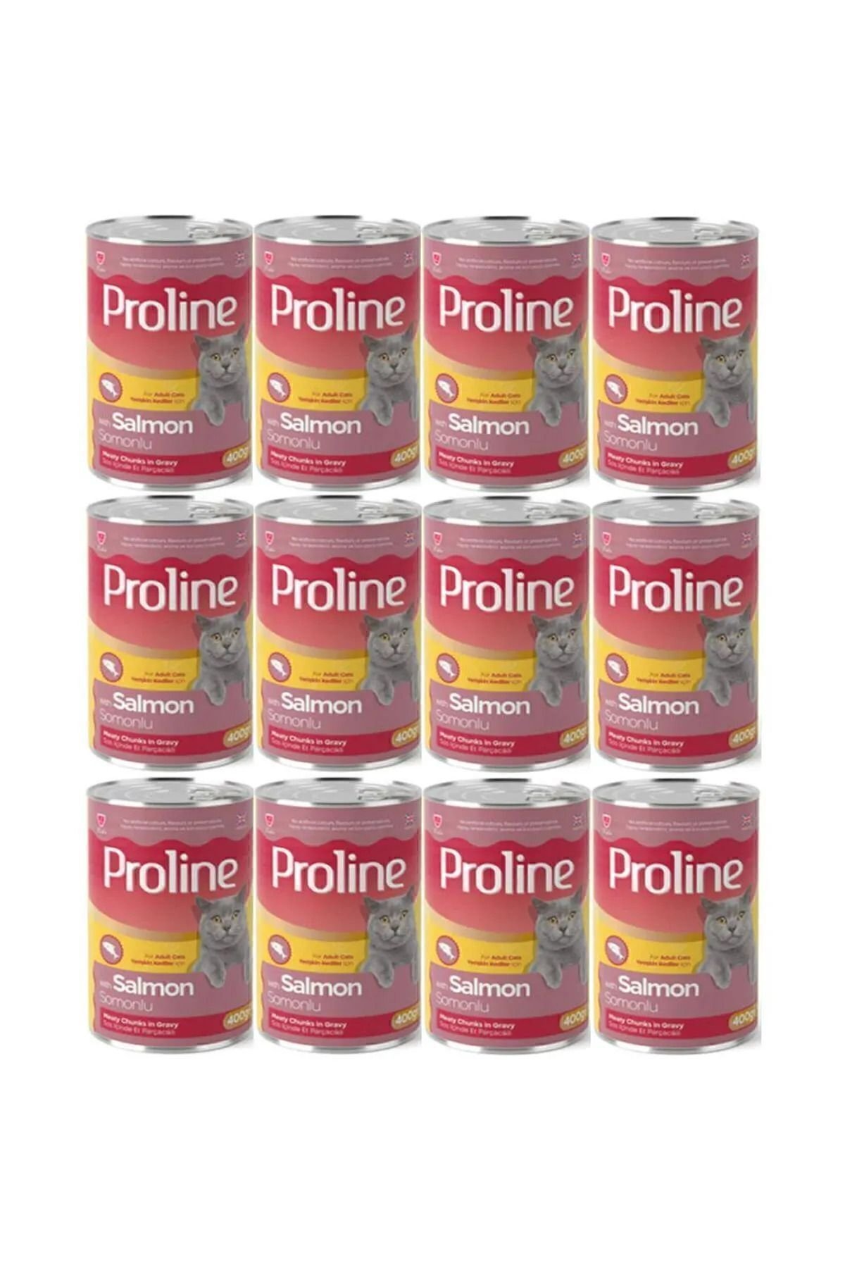 Pro Line Sos İçinde Somonlu Yetişkin Kedi Konservesi 400 Gr*12 Adet