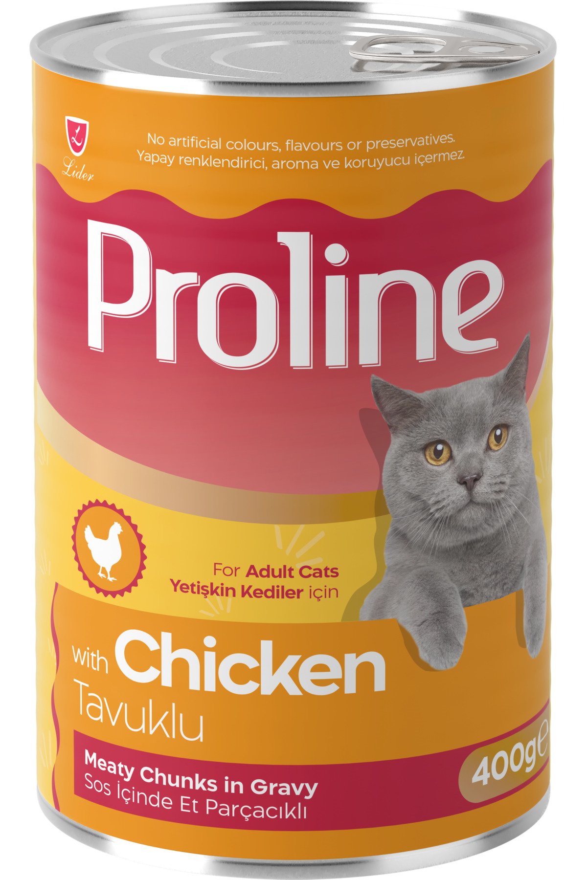 Pro Line Tavuklu Yetişkin Kedi Konservesi Yaş Mama 400 gr 12 Adet