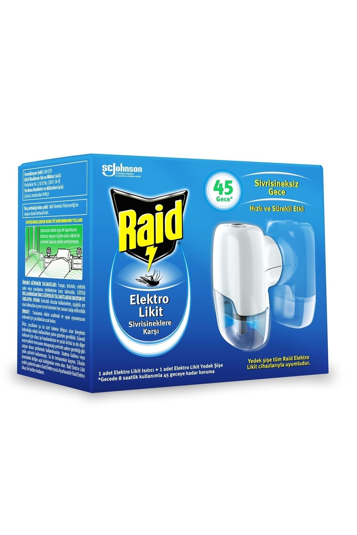 Raid Elekro Likit Cihaz Ve 1 Yedek, 45 Gece (sivrisineklere Karşı)