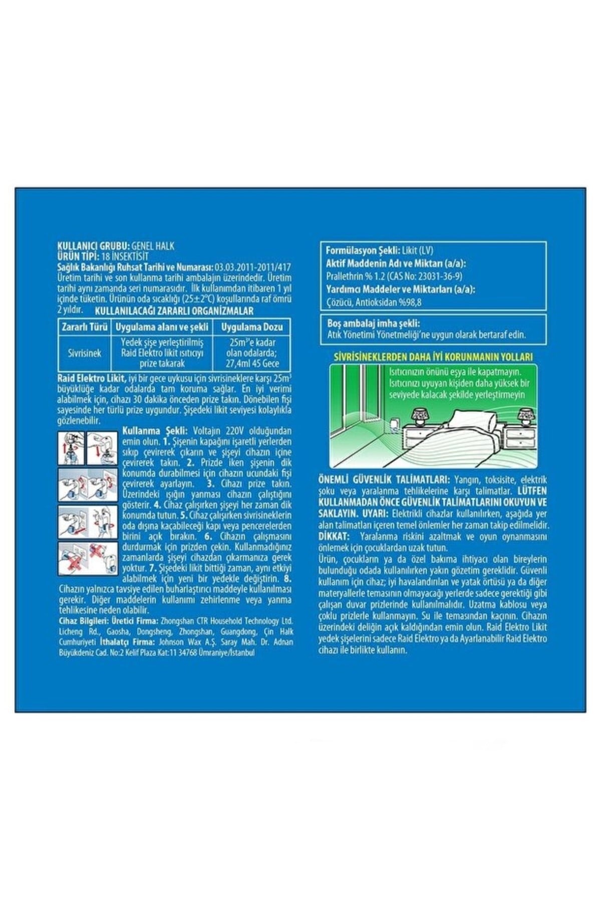 Raid Elektro Likit Cihaz ve 2 Yedek - 90 Gece Etkili