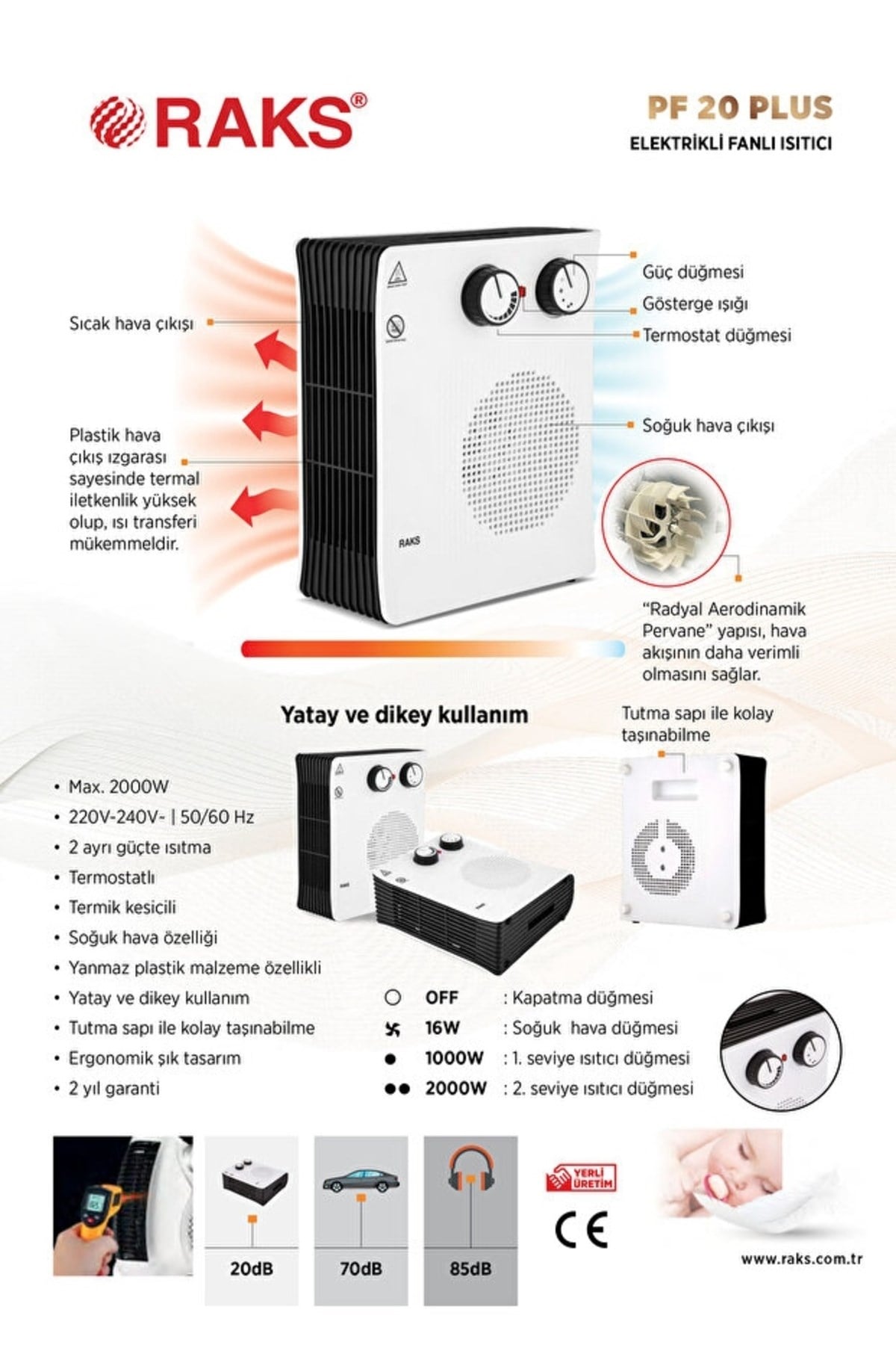 Raks PF20 PLUS Elektrikli Fanlı Isıtıcı