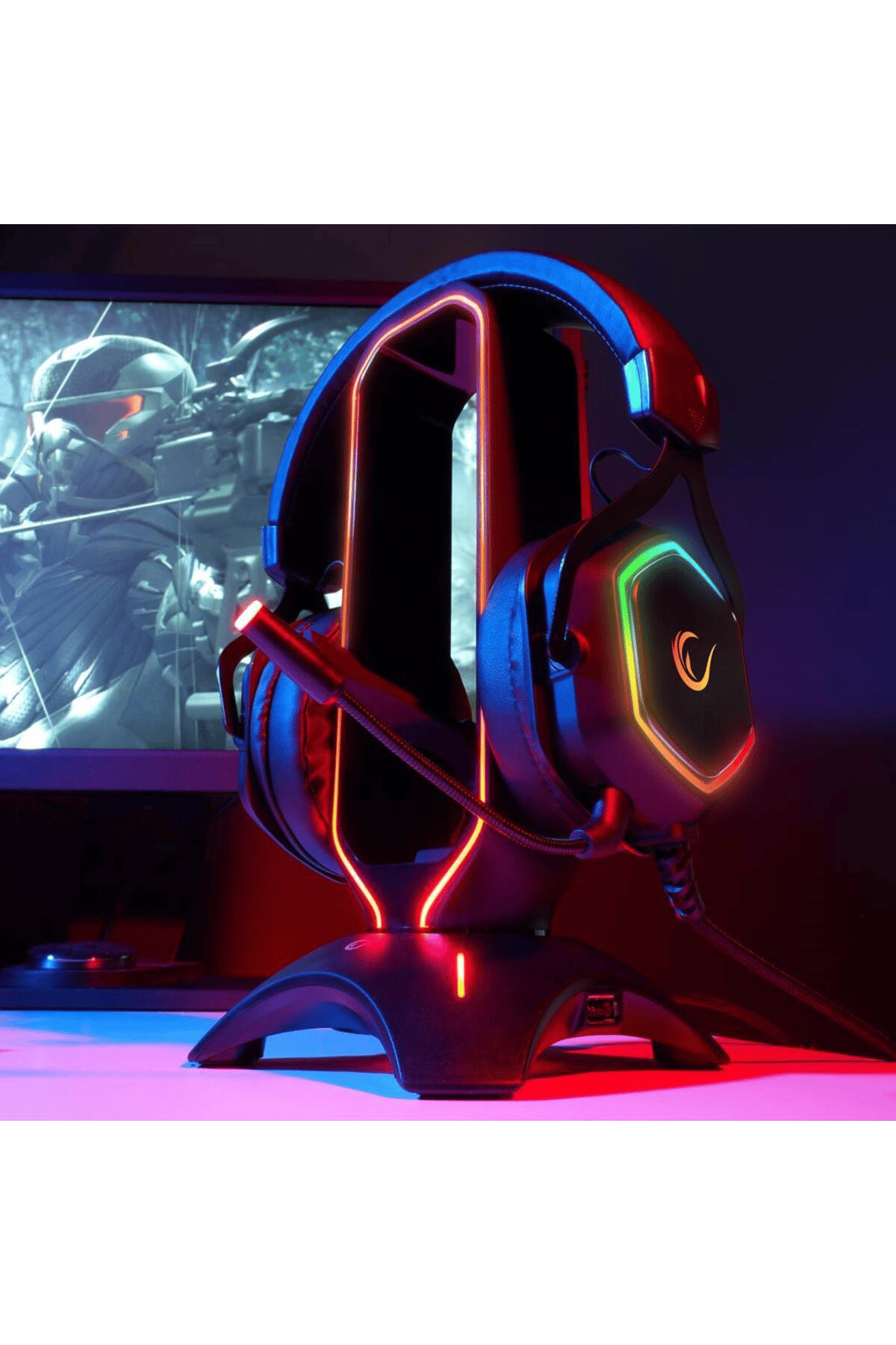Rampage Rm-h66 Guard Siyah Rgb Işıklı Kulaklık Için Stand