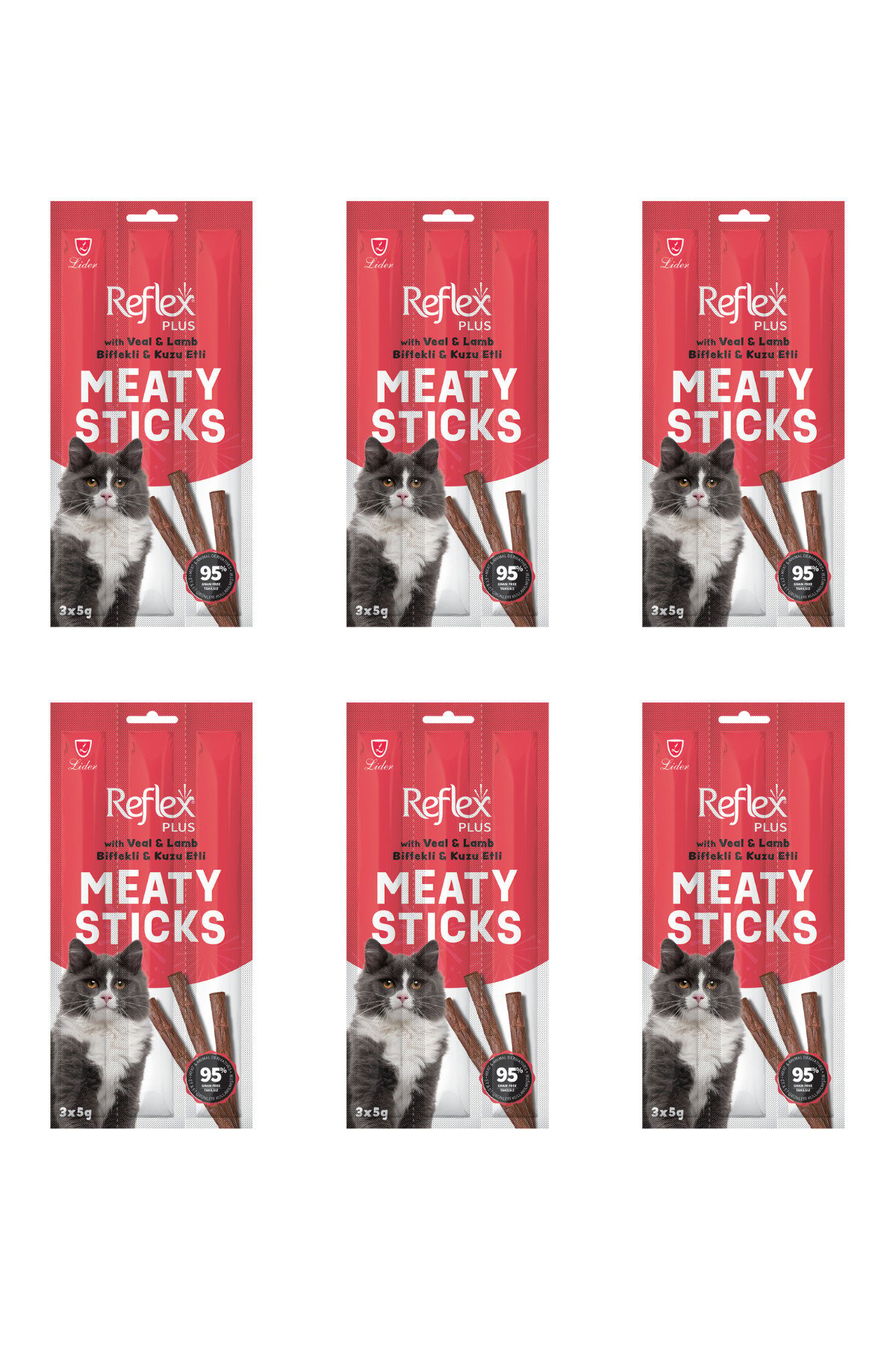 Reflex Meaty Sticks Biftekli ve Kuzu Etli Kedi Ödül Çubuğu 5gr X6 Adet