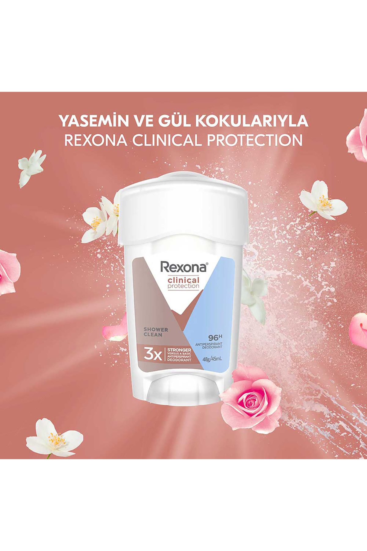 Rexona Clinical Protection Kadın Stick Deodorant Shower Clean 45 ml x2 Adet