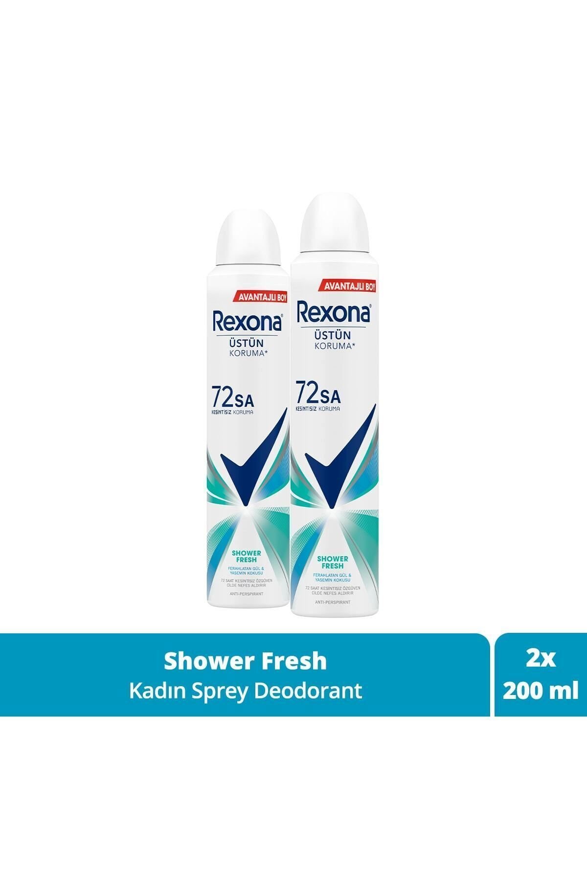Rexona Kadın Sprey Deodorant Shower Fresh Avantajlı Boy 200 ml X2 Adet