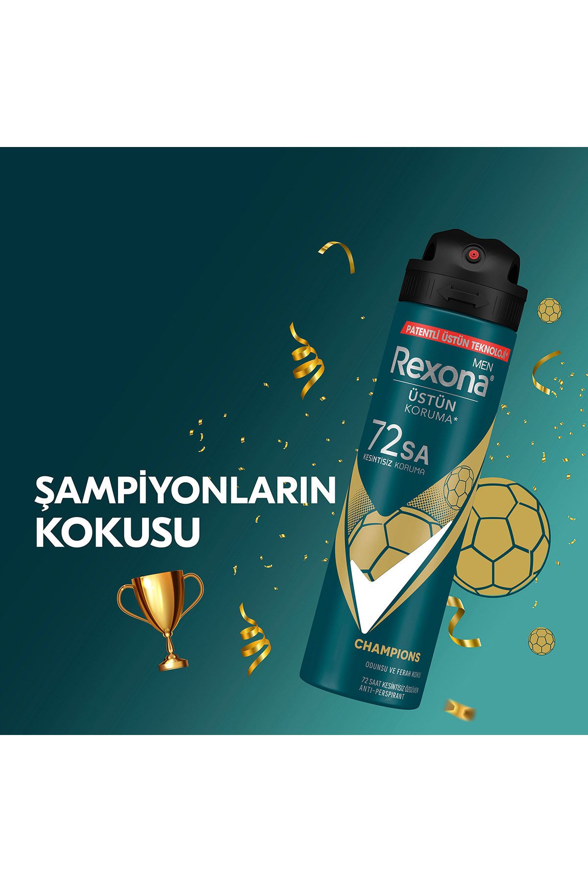 Rexona Men Erkek Sprey Deodorant Champions 72 Saat Kesintisiz Üstün Koruma 150 ml X 3 adet