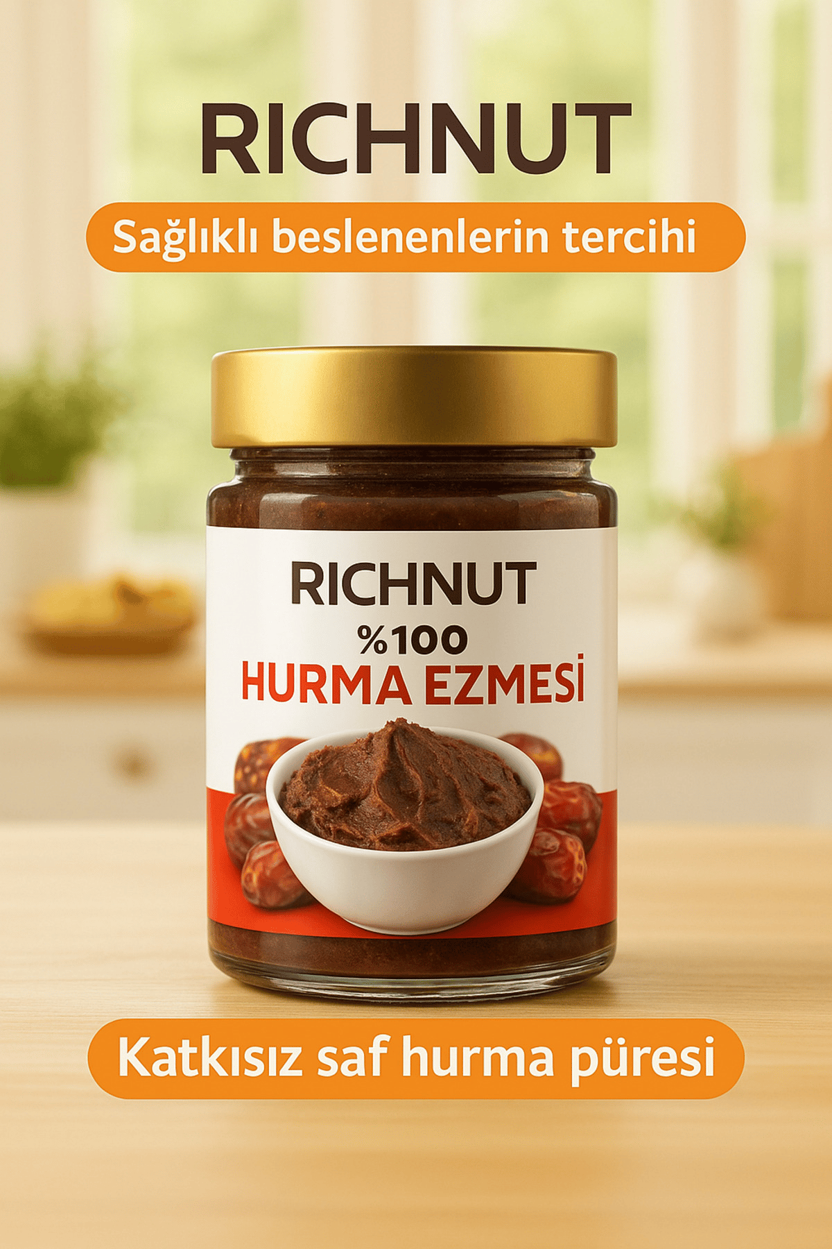 RİCHNUT %100 Doğal Hurma Ezmesi 400 gr (KATKISIZ HURMA PÜRESİ)
