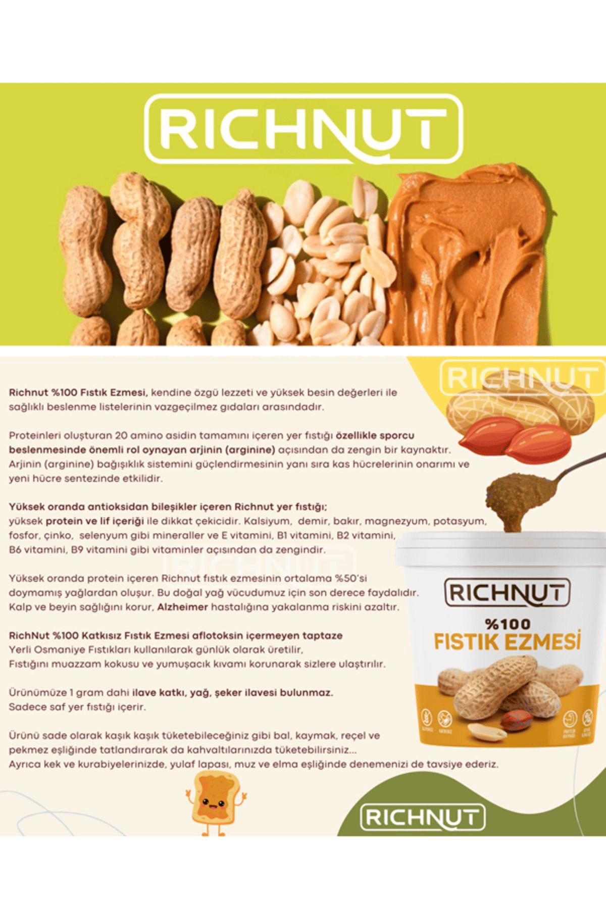 Richnut %100 fıstık ezmesi 300 gr