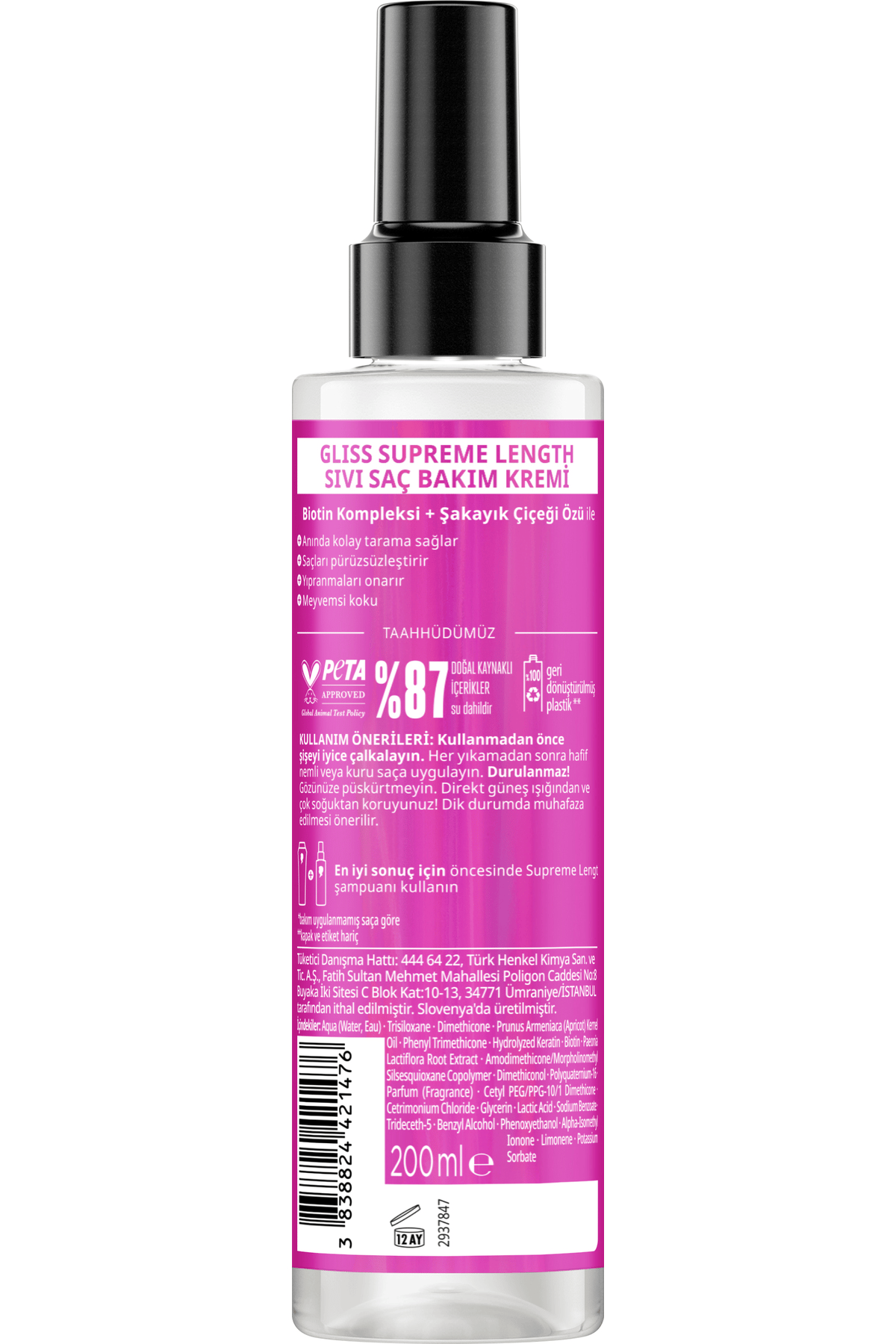 Schwarzkopf Gliss Supreme Length Sıvı Saç Bakım Kremi 200 ml