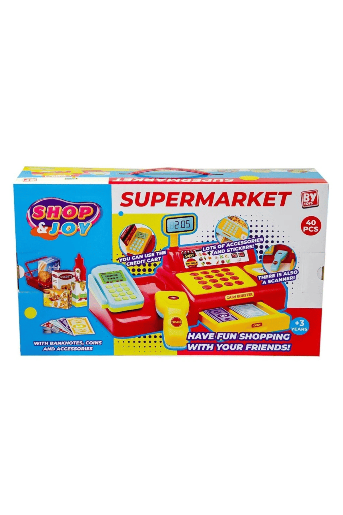 Shop-joy Süper Market Yazar Kasası 43 Parça Eğitici Yazar Kasa Oyun Seti(Benim İlk Marketim)