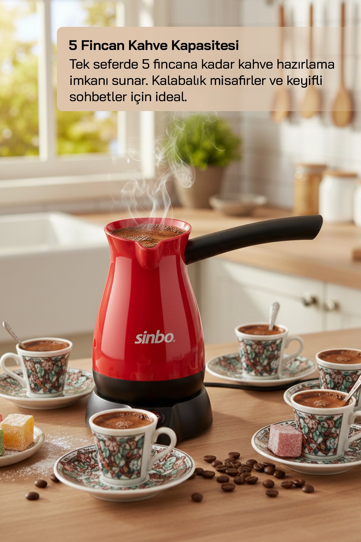 Sinbo SCM 2948 Kablosuz Elektrikli Cezve Kırmızı